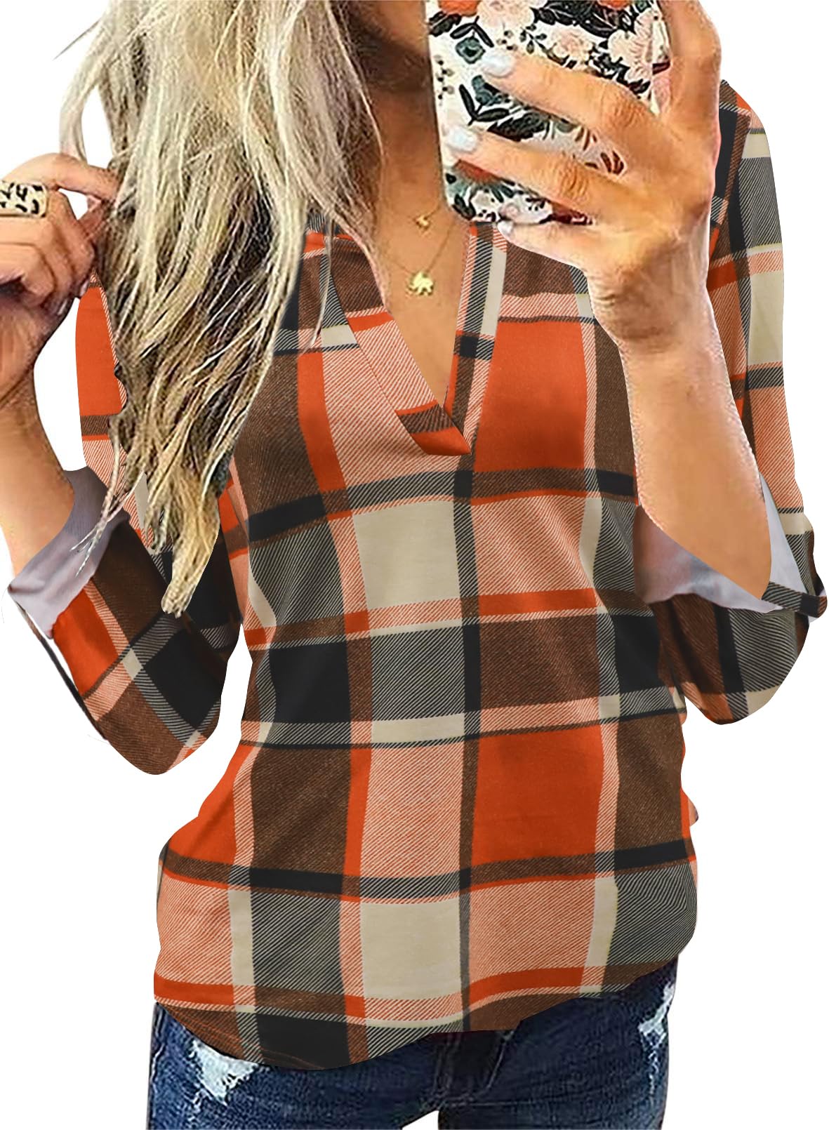 Zyyfly Women's Plaid Shirts - Dressy Cuffed Long Sleeve Tops for Casual & Work | Office Wear, Date Night & Everyday Outfits