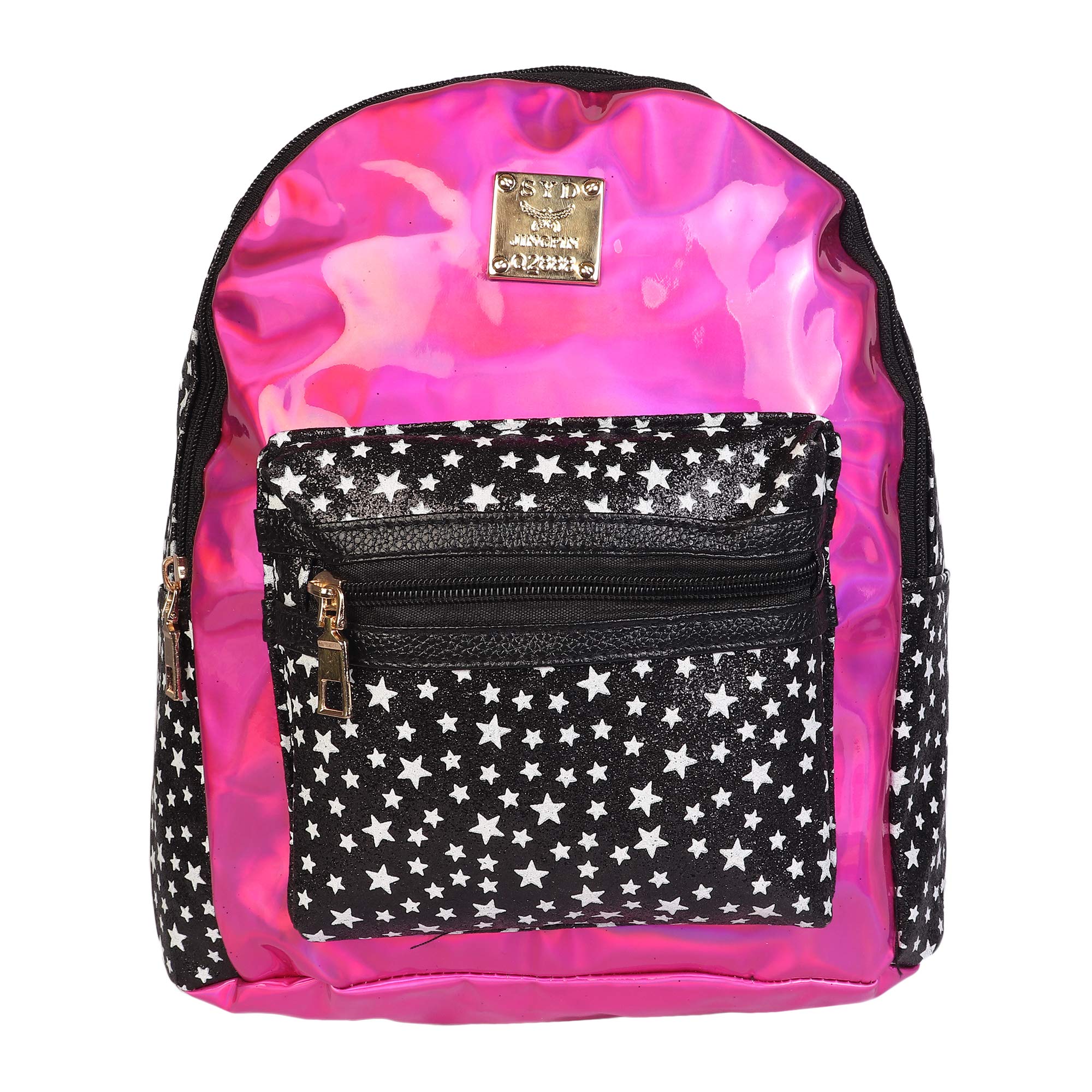 Kidoonz Shiny PU Backpack for Women, Girls & Kids - Golden Travel Bag, School Backpack for Daily Use, Commuting, and Outdoor Activities
