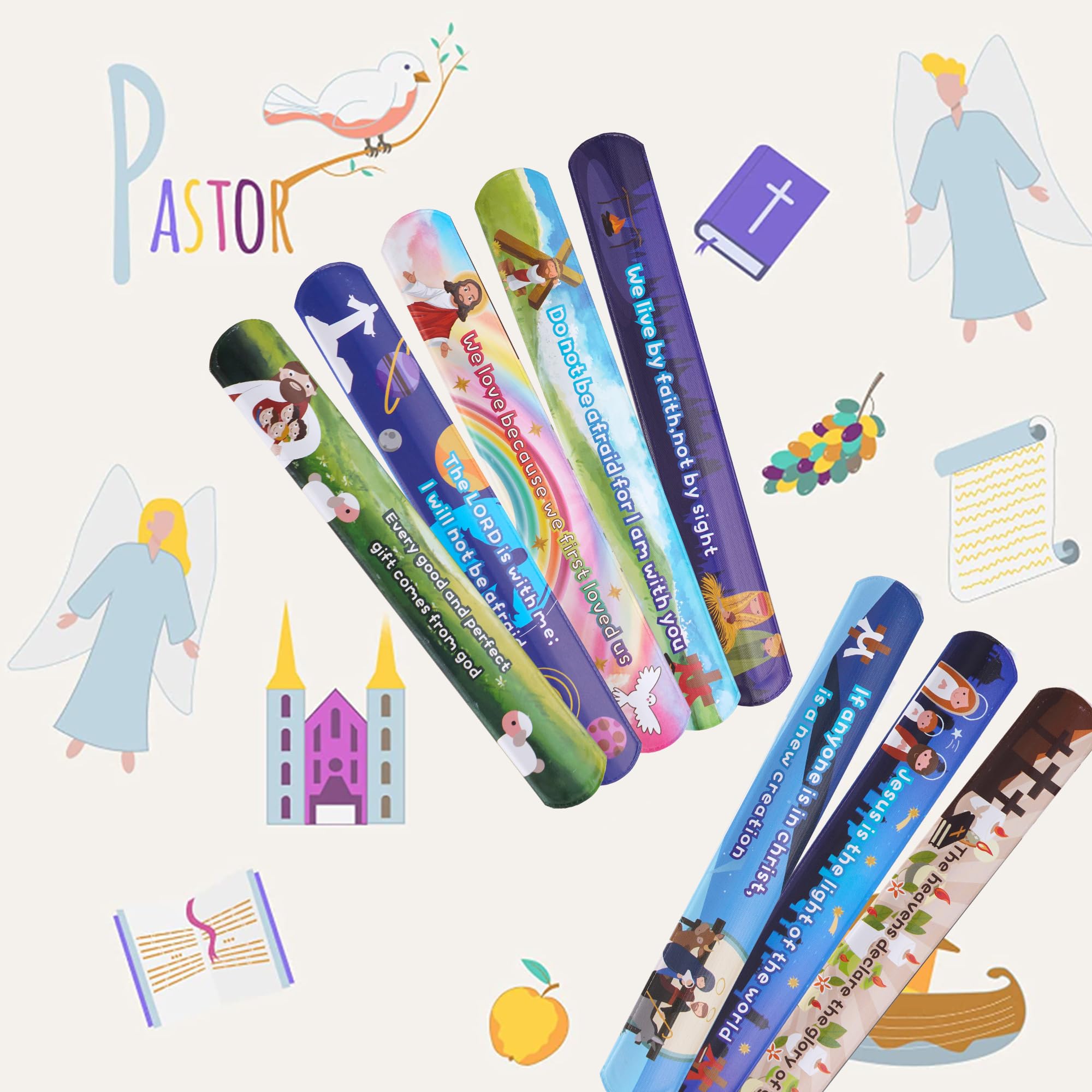 Kolewo4ever 144-Piece Bible Verse Slap Bracelets - Religious Christian Wristbands with Scripture Inspiration, 12 Styles - Perfect for Church Events, Youth Groups & Faith-Based Gifts