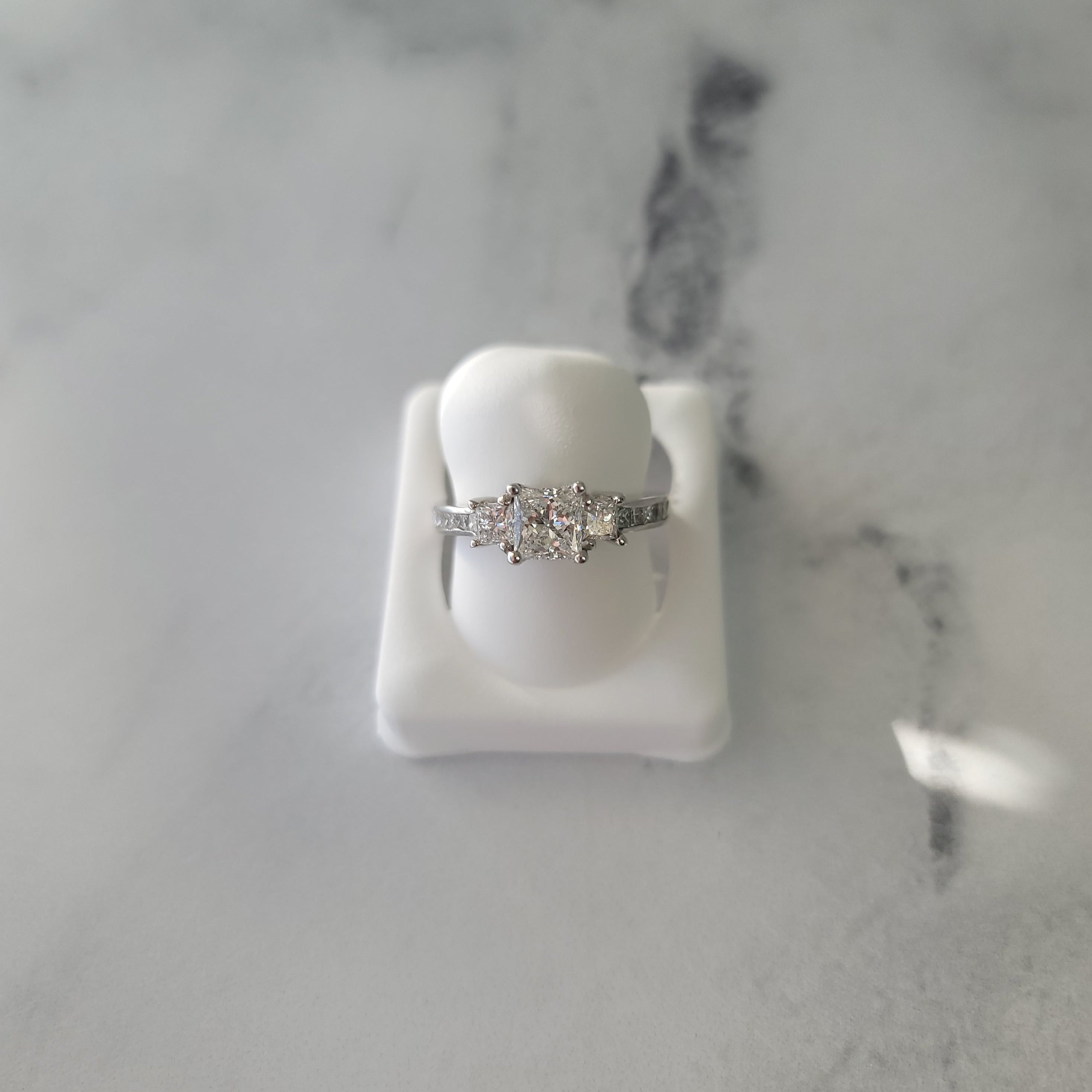 Princess Cut Three Stone Diamond Engagement Ring - 14K White Gold Wedding Band for Women | Perfect for Proposals, Anniversaries & Bridal Jewelry