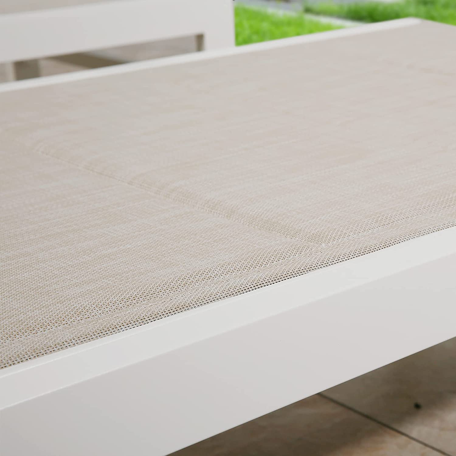 Ulax Outdoor Chaise Lounge Set of 4 - Adjustable Padded Patio Reclining Chair with Non-Rust Aluminum Frame & Wheels (Beige) - Perfect for Poolside, Backyard, Beach & Garden Relaxation