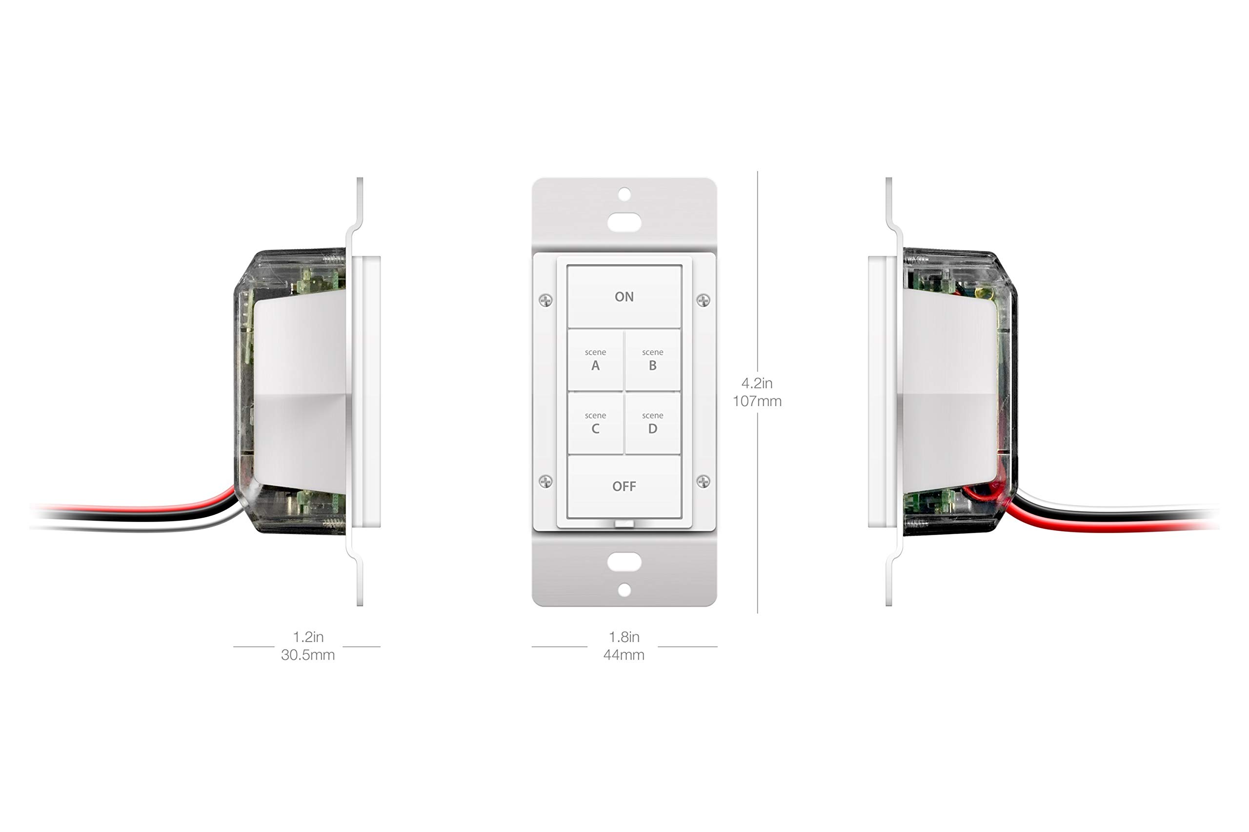 Insteon Smart Dimmer 6-Button Keypad - KeypadLinc In-Wall Lighting Controller (White, Model 2334-232) | Works with Alexa & Google Assistant via Insteon Hub | Perfect for Smart Home Automation & Voice Control