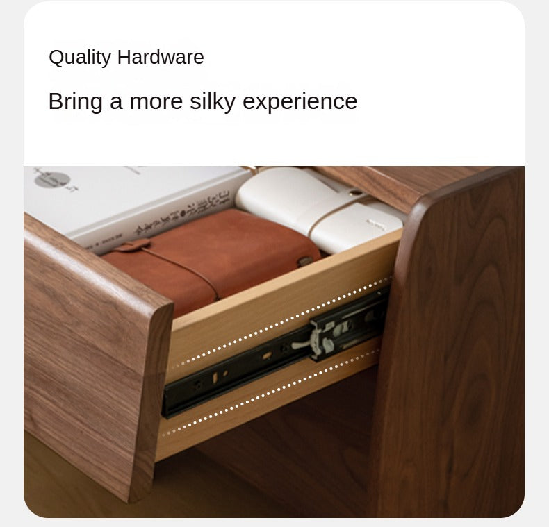 Solid Black Walnut Wood Nightstand - Small Bedside Table with Drawer for Bedroom, Living Room & Office - Natural Wood Furniture for Home Decor