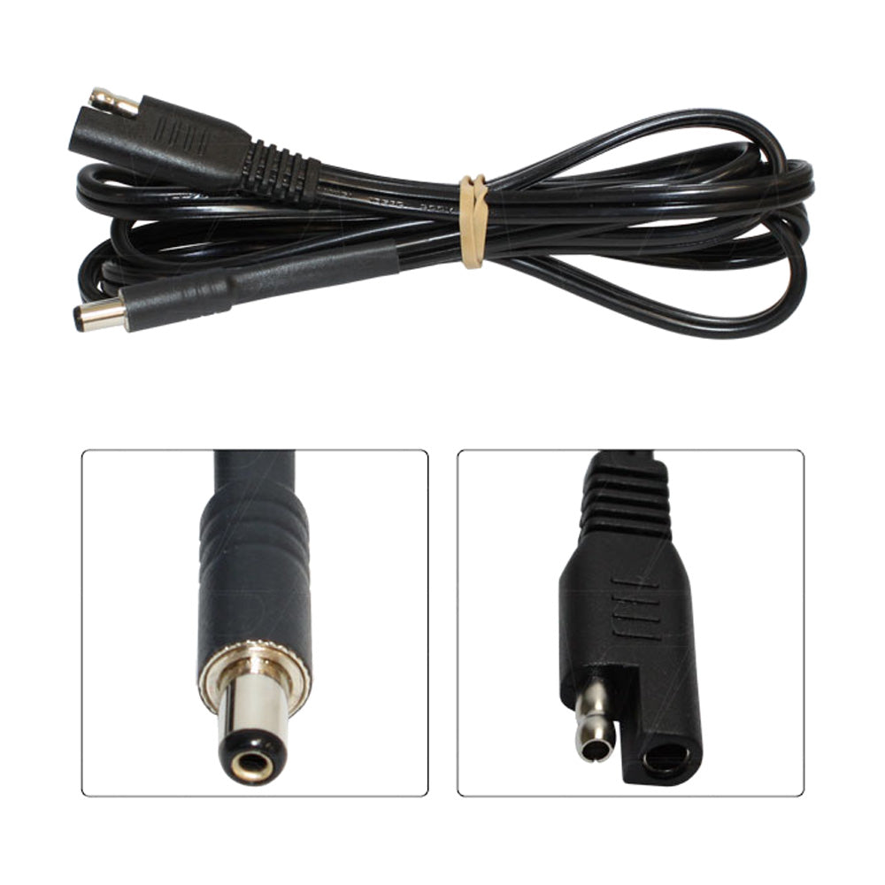 Battery Fighter 1.5M SAE to 2.1mm DC Plug Power Cable - Car Battery Charger Adapter for Jump Starters, Solar Panels, and Power Inverters