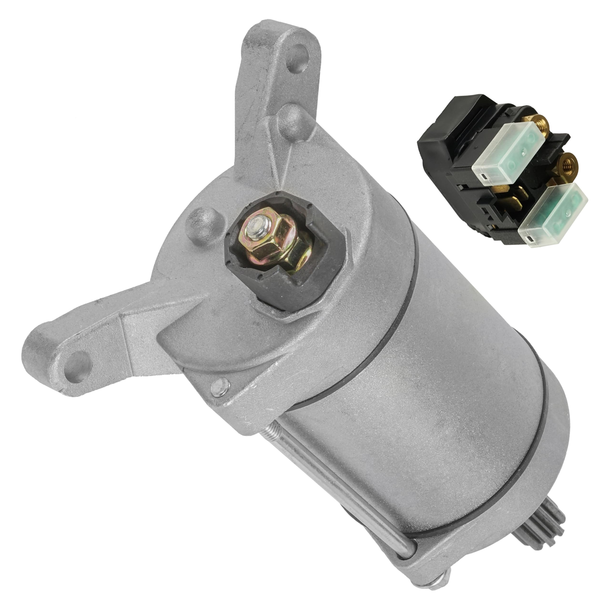 Caltric Starter with Relay Solenoid Compatible with Yamaha Grizzly 450 YFM450 4X4 (2011-2014) - ATV Starter Motor Replacement for Off-Road Adventures & Hunting