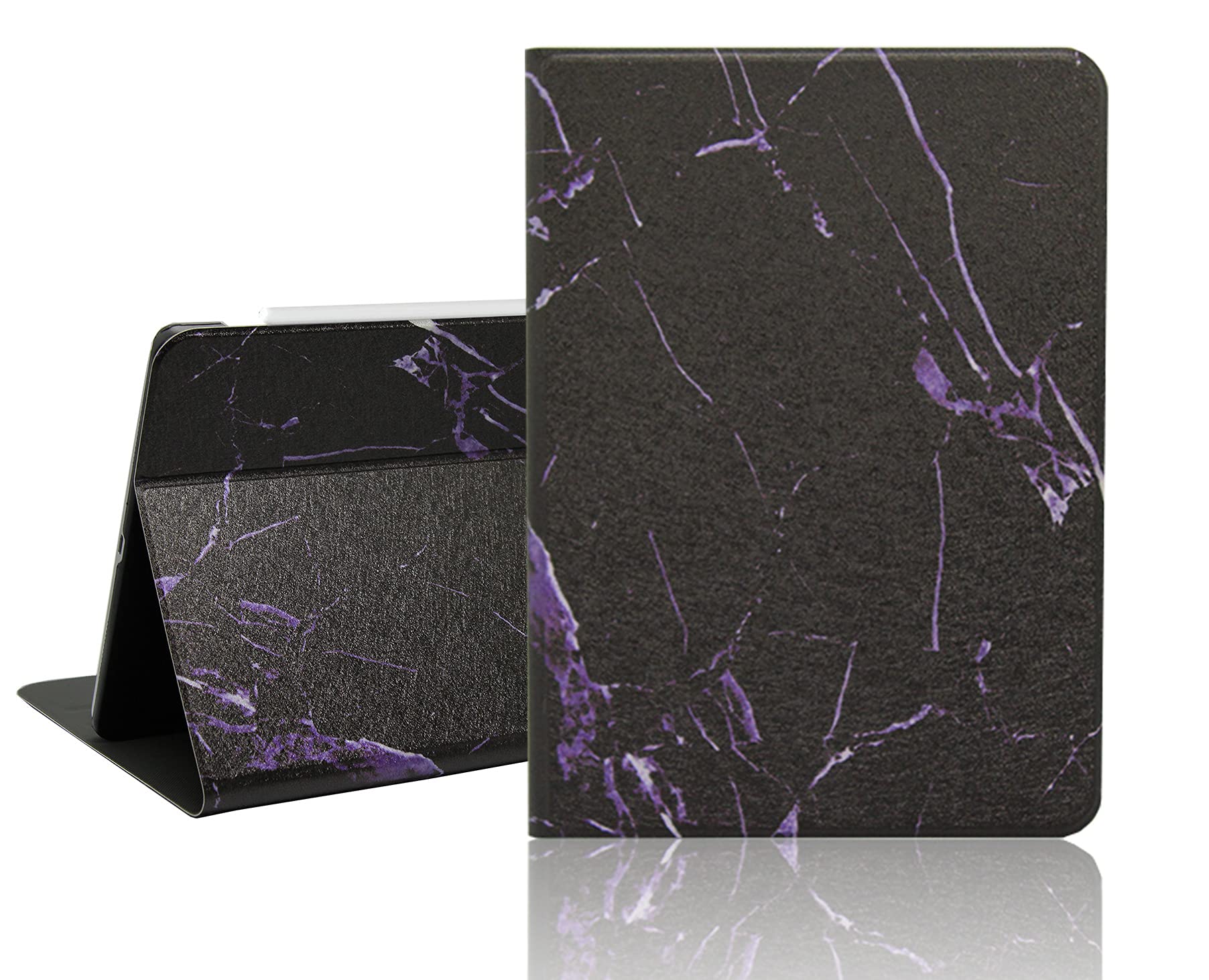 LiViTech Ultra Slim Leather Stand Case for iPad Air 4 (10.9 inch 4th Gen 2020) - Marble Pattern Protective Cover Compatible with Models A2316 A2324 A2325 A2072 - Perfect for Work, Travel & Home Use (Black Purple)