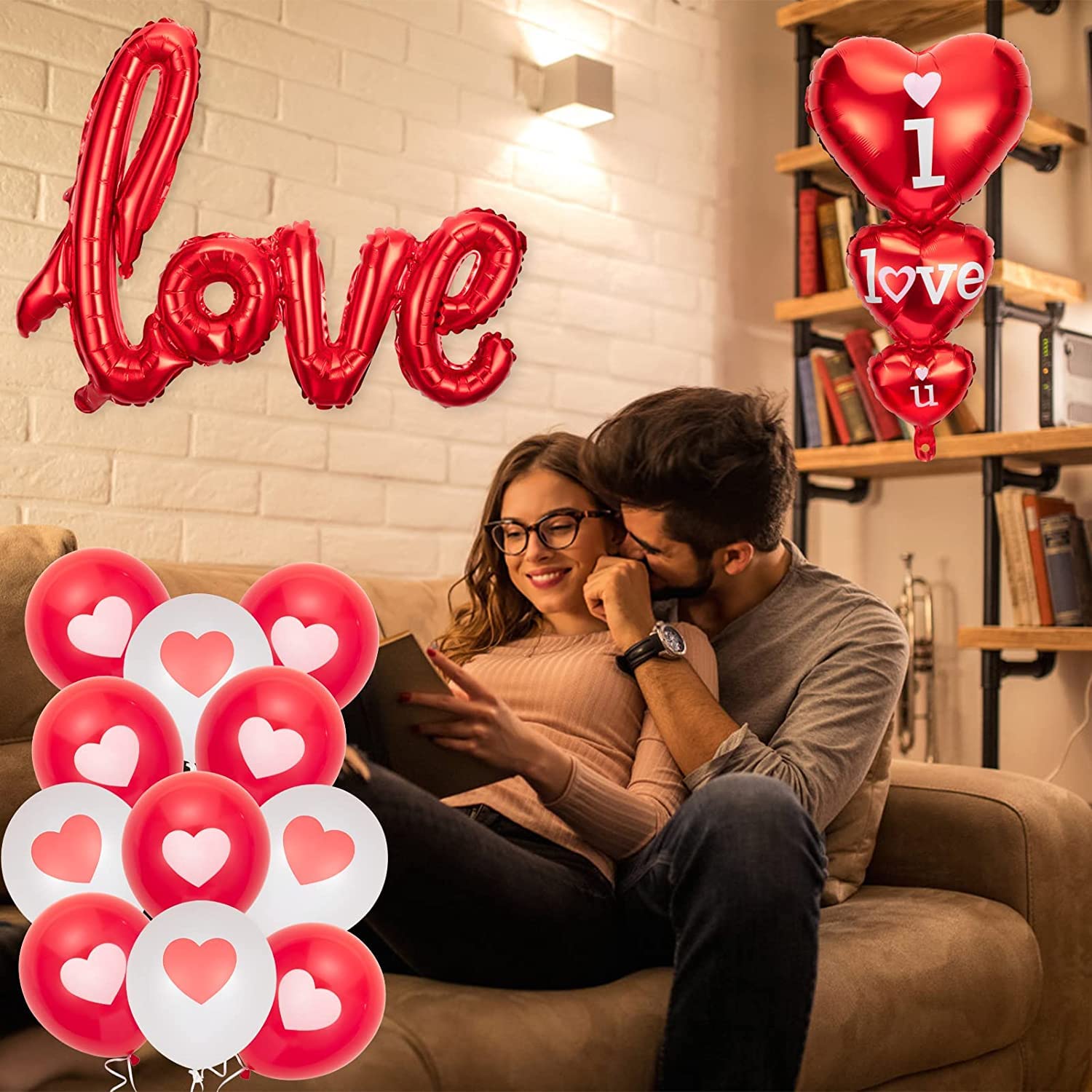 40 Inch Large Love Foil Balloons Banner - Red Wedding Decorations for Bridal Shower, Anniversary & Engagement Parties - Perfect for Photo Backdrops, Table Centerpieces & Wall Decor
