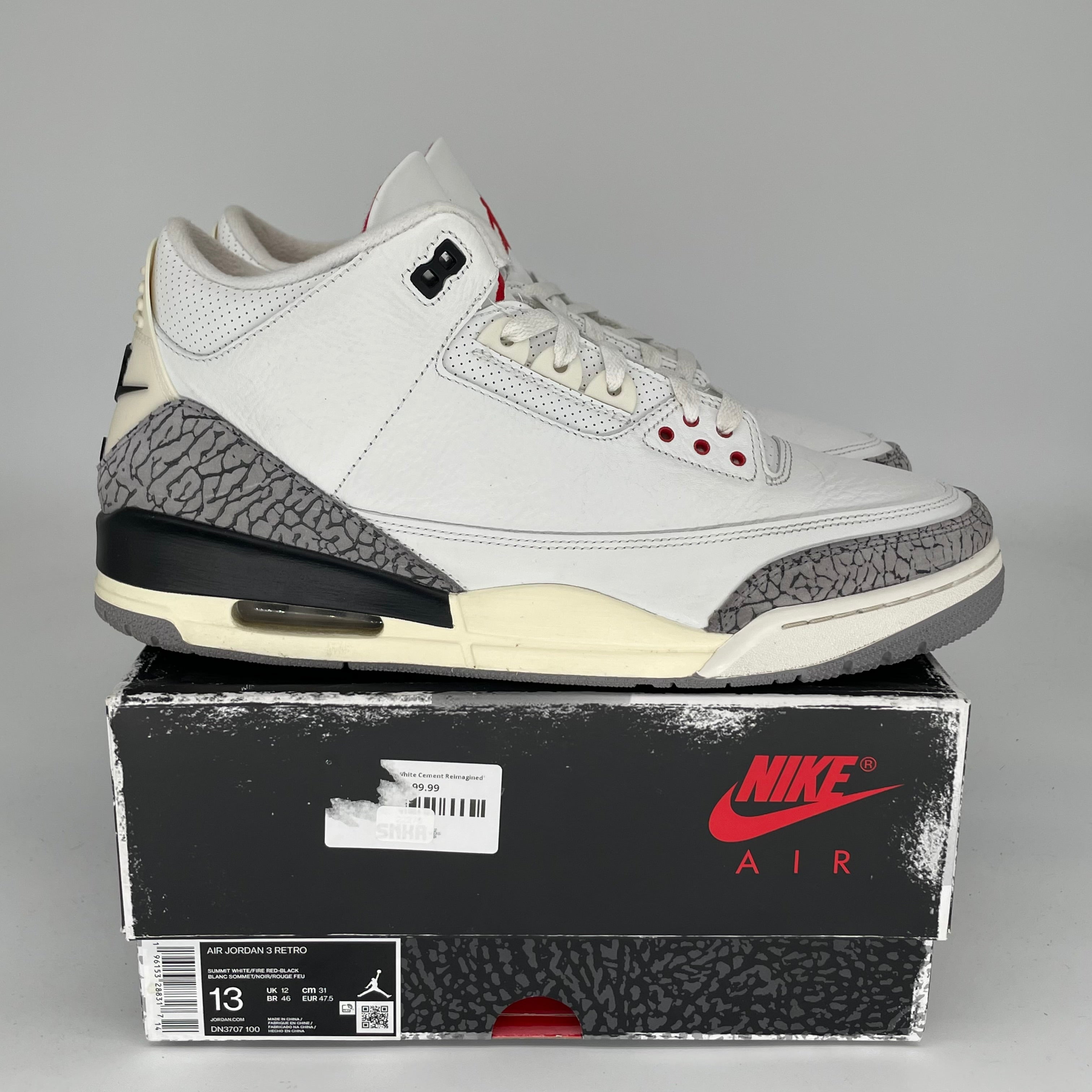 Original Air Jordan 3 White Cement Reimagined Men's Basketball Shoes - Size 13 (DN3707-100) | Retro Sneakers for Streetwear & Casual Outfits