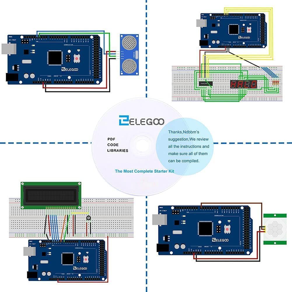 ELEGOO Mega R3 Project Starter Kit - Complete Arduino Compatible Kit with Tutorial for DIY Electronics, Robotics & STEM Learning | Perfect for Beginners, Makers & Educators