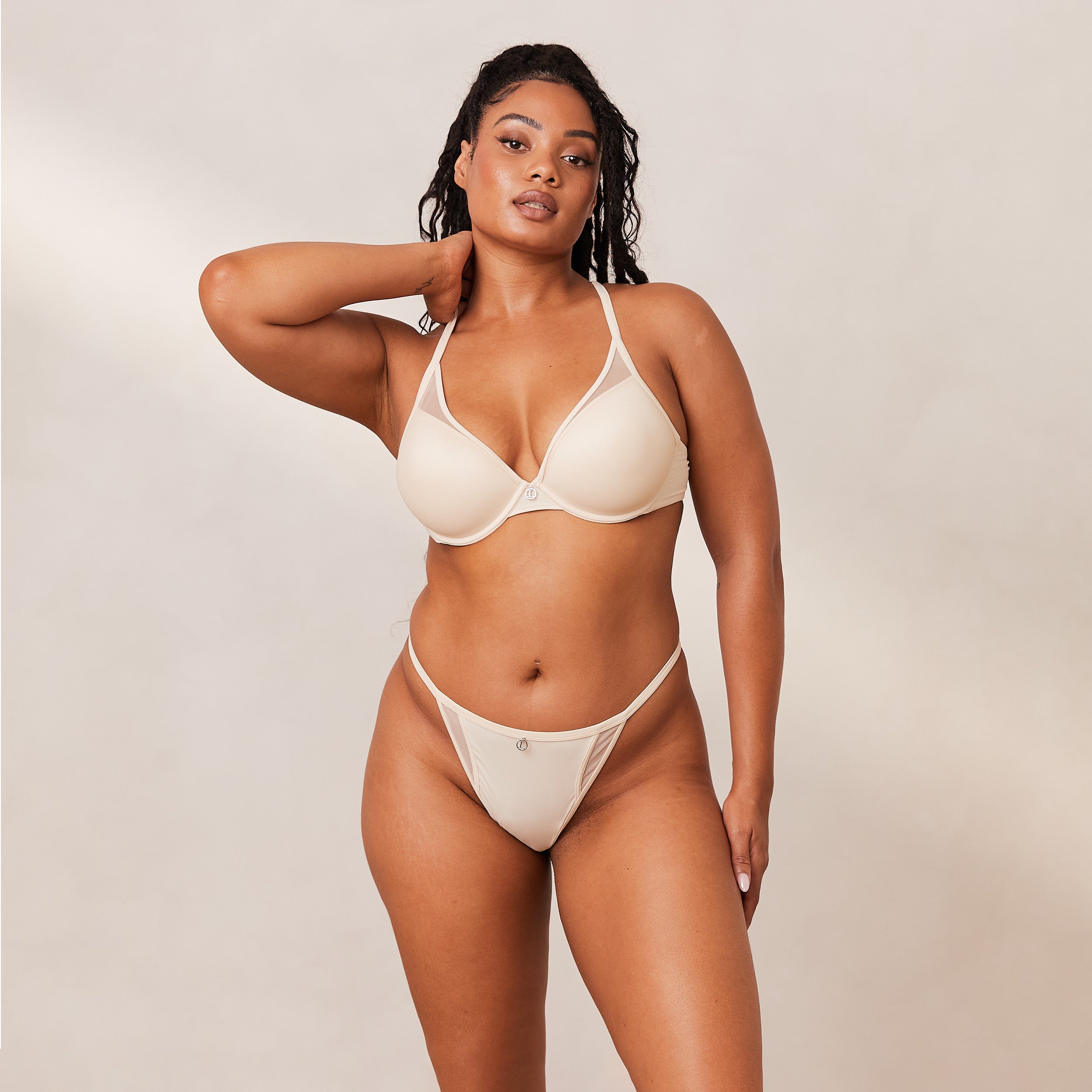 Classic Plunge T-Shirt Bra in Latte - Comfortable & Supportive Underwire Bra for Everyday Wear, Workouts, and Layering