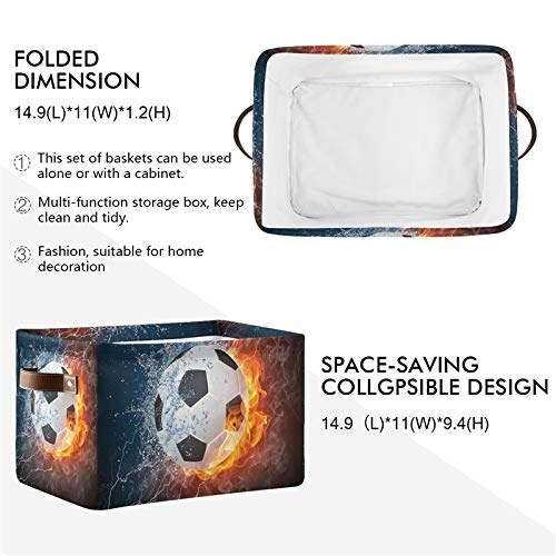 **AUUXVA SEULIFE Foldable Storage Basket - Large Collapsible Organizer Bin for Football, Soccer Toys, Bathroom, Kids Nursery & Closet - Fire & Water Resistant with Handles (1 Pack) - Perfect for Sports Gear, Bathroom Essentials & Kids' Room Organization**