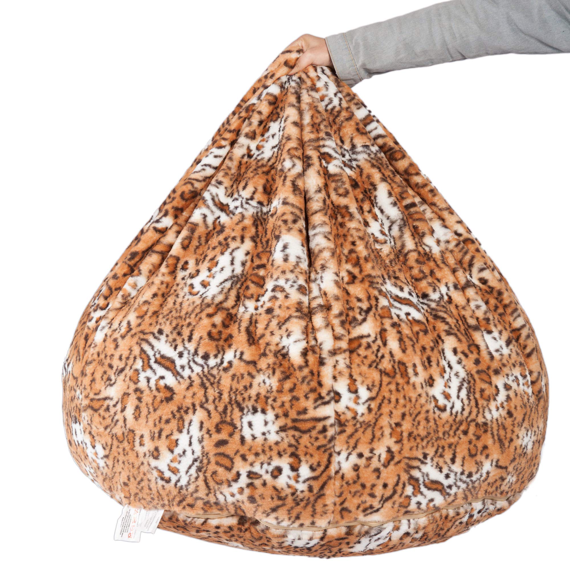Comfy Memory Foam Bean Bag Chair with Soft Faux Fur Cover - 3ft Leopard Print Lounger for Adults & Kids - Perfect for Gaming, Movie Nights & Dorm Room Relaxation