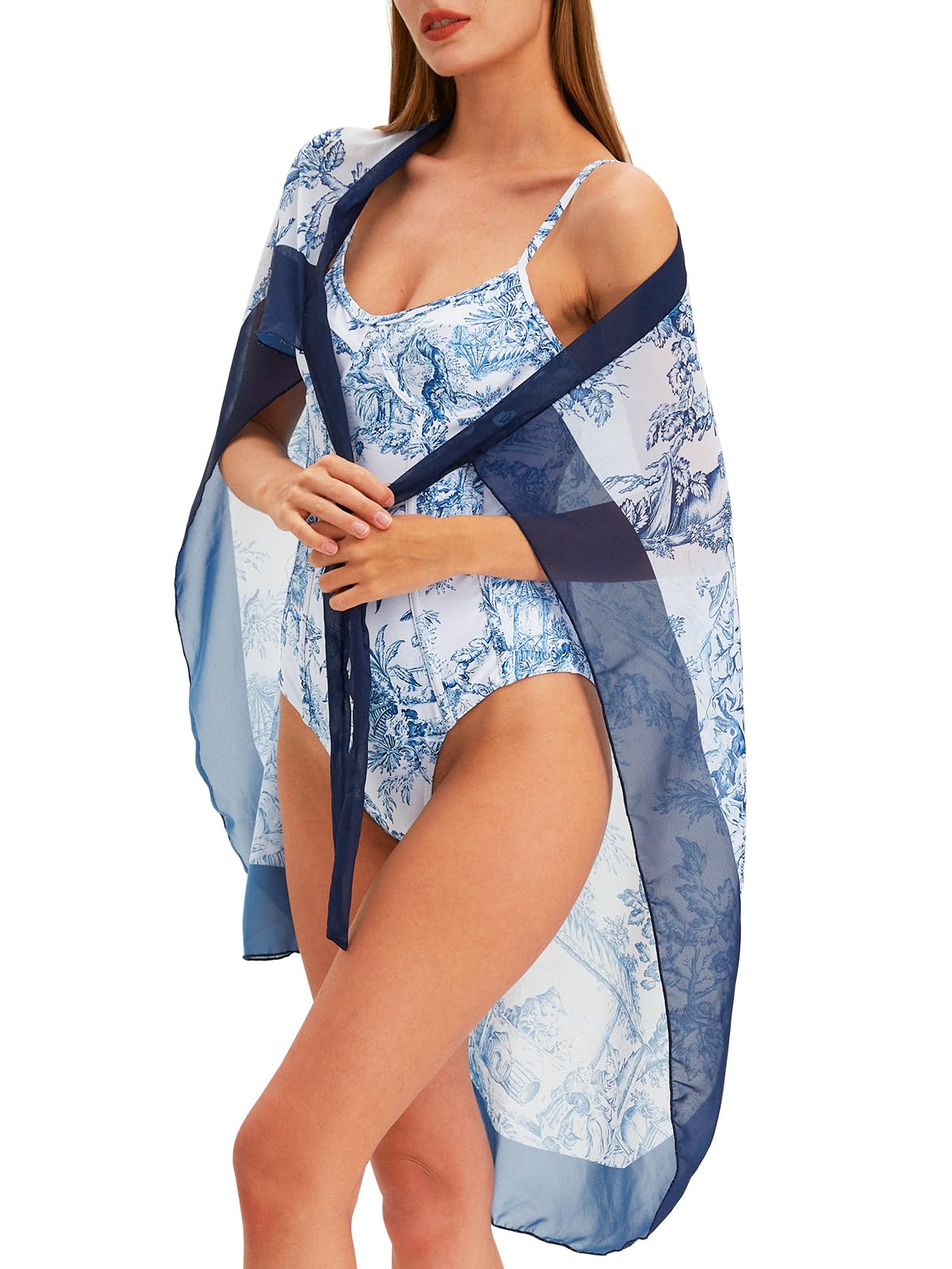 Women's Floral One Piece Swimsuit with Sarong Wrap Cover Up - 2 Piece Bathing Suit Beach Set for Pool, Vacation & Summer Outfits