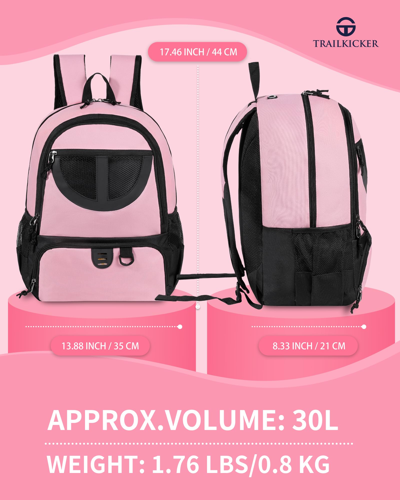 **30L Lightweight Breathable Basketball Backpack for Men & Women - Sports Gym Travel Bag with Separate Ball & Shoes Compartment - Perfect for Basketball, Soccer, Volleyball & School Use**