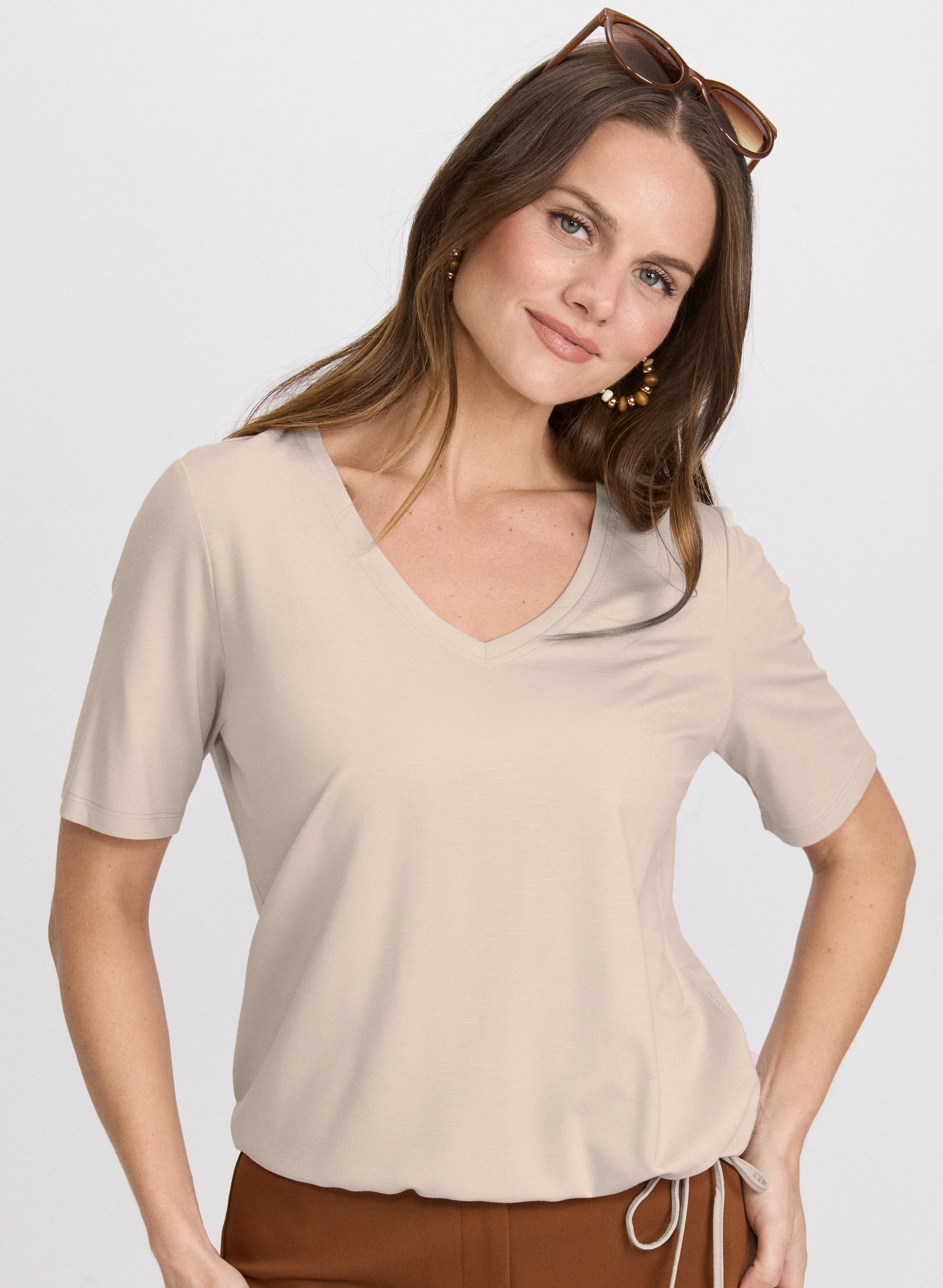 Stylish Drawstring Hem T-Shirt for Men & Women - Trendy Casual Tee for Everyday Wear, Gym, and Outings