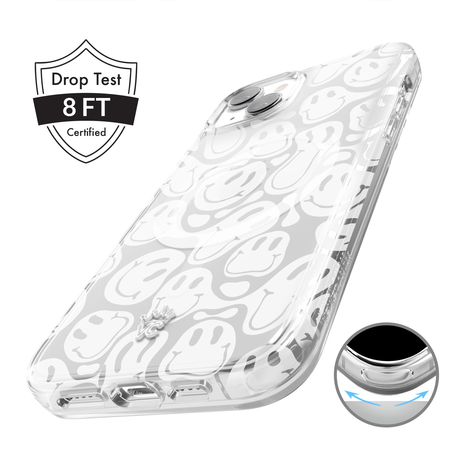 Frosted Clear Smiley Face iPhone Case - Durable Protective Cover for iPhone 12/13/14/15 - Cute & Trendy Design for Everyday Use, School, or Gifts