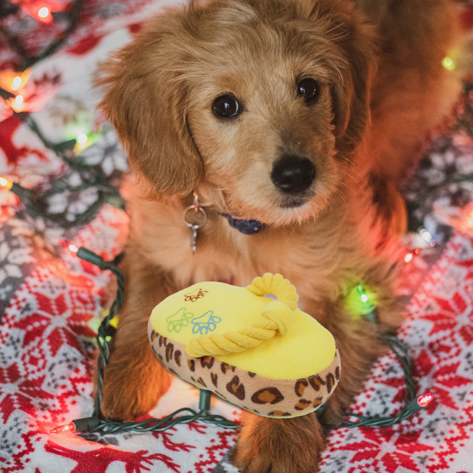 Balacoo Dog Chew Toys for Puppies & Small Dogs - Plush Squeaky Teething Toys for Teeth Cleaning, Interactive Play & Stress Relief - Soft Stuffed Animal Slipper Toy for Large & Small Breeds (Yellow) - Perfect for Indoor Play, Training & Anxiety Relief