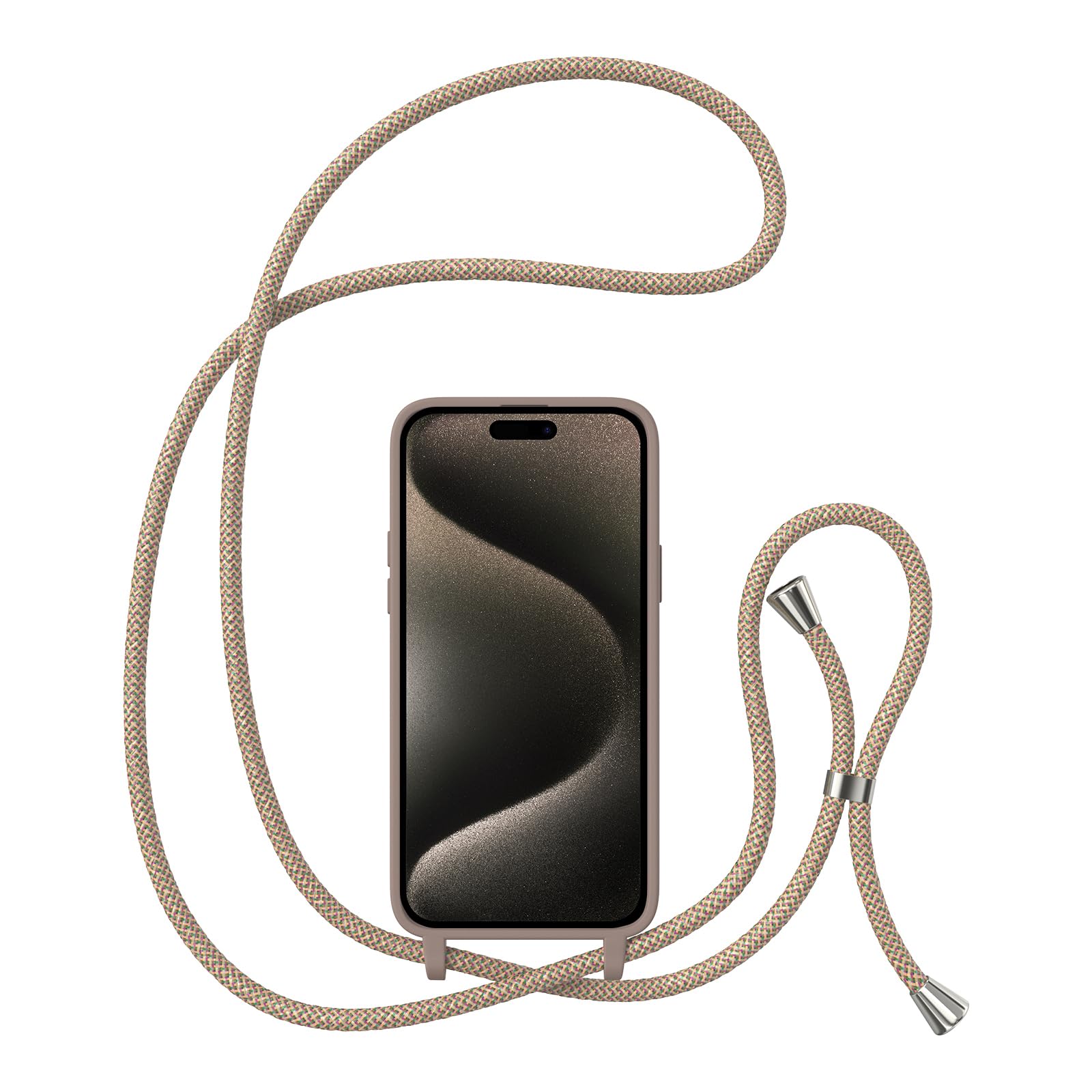 ZTOFERA Liquid Silicone Soft Case for iPhone 15 Pro Max (6.7 inch) with Adjustable Crossbody Lanyard Strap - Brown | Durable Protective Phone Cover for Daily Use, Travel & Outdoor Activities