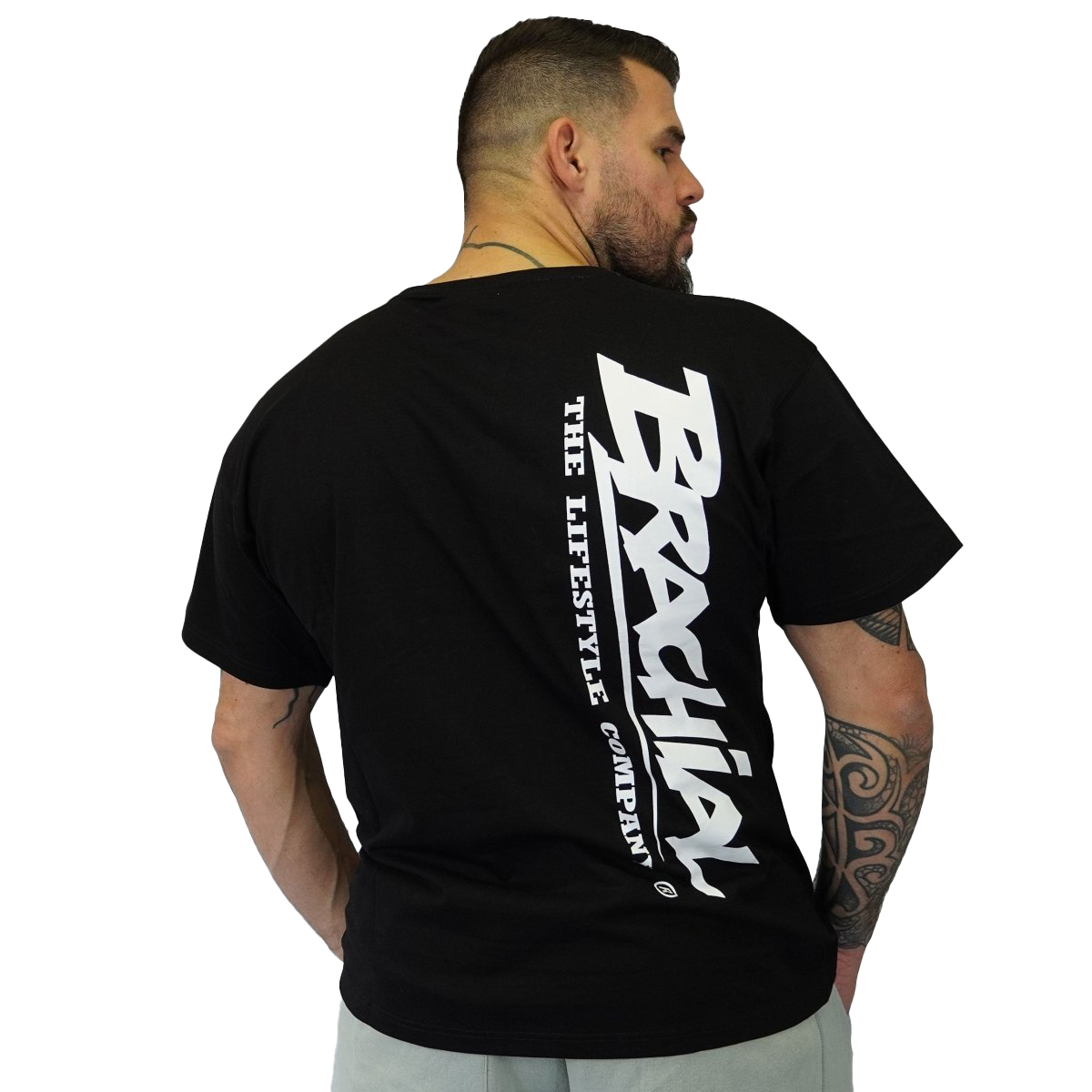 Lightweight Black Brachial T-Shirt for Men - Comfortable Casual Wear for Everyday, Gym, and Outdoor Activities