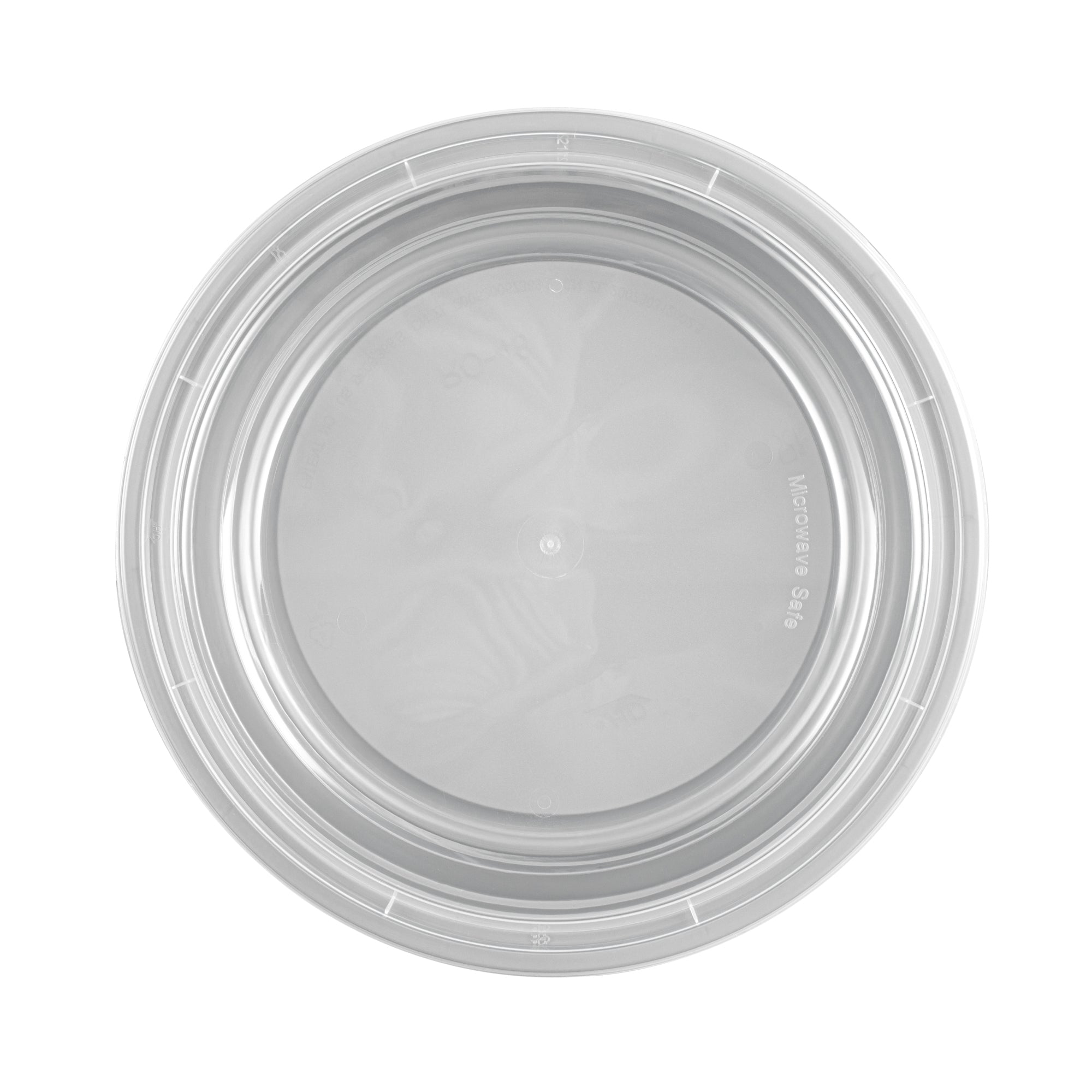48oz Round Silver Plastic Takeout Containers with Clear Lids - 100 Pack (9