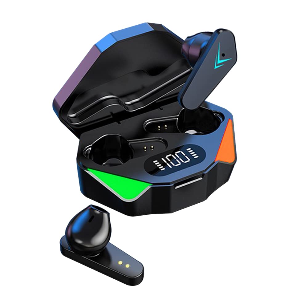 Bluetooth 5.2 Wireless Gaming Earbuds with Microphone, Sweatproof RGB LED Earbuds & 24H Charging Case, Hi-Fi Stereo Bass, Low Latency, Passive Noise Cancelling - Perfect for Gaming, Workouts, and Commuting