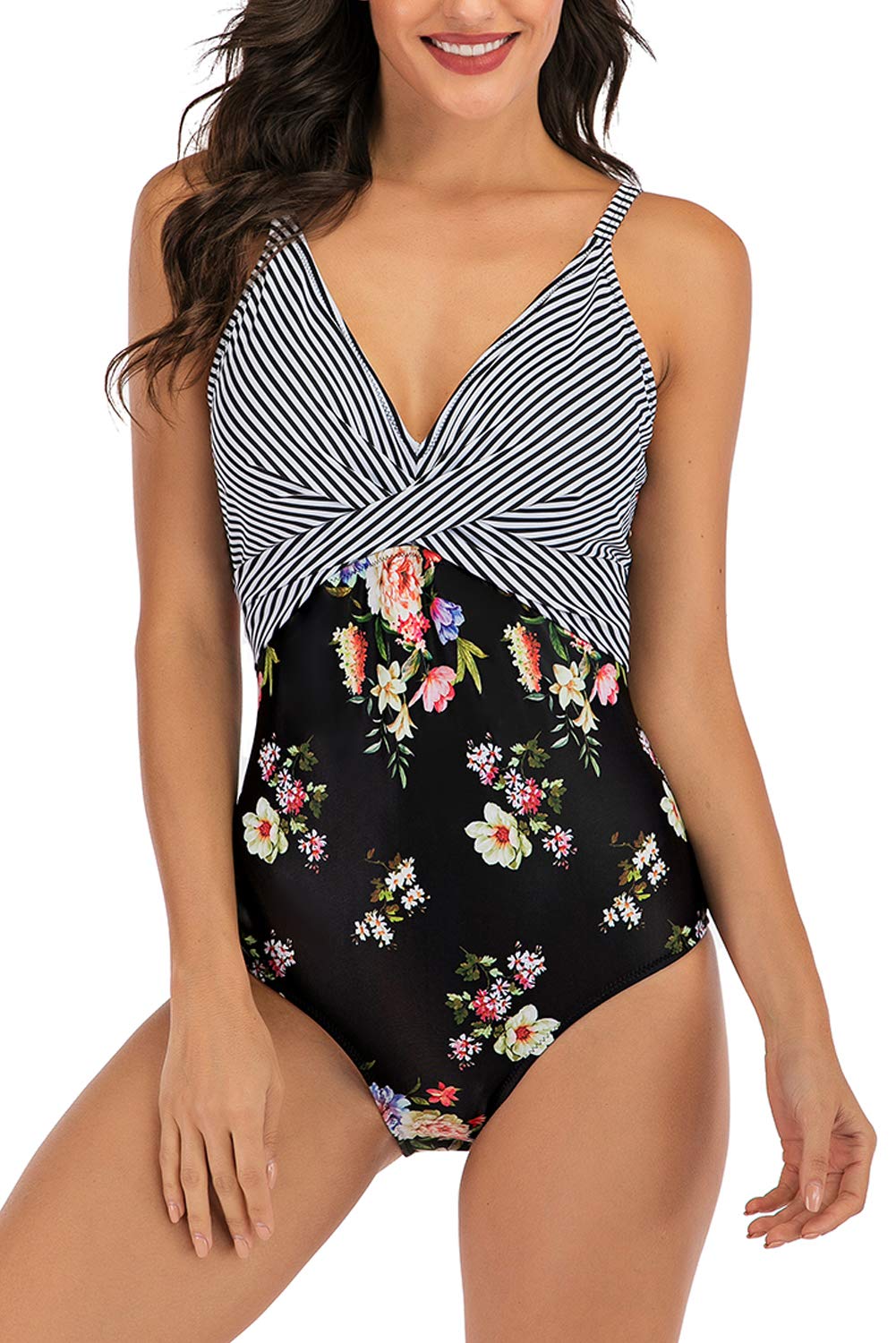 **Uniarmoire Women's One Piece Swimsuits - V Neck Athletic Training Bathing Suits for Swimming, Surfing & Beach Workouts**