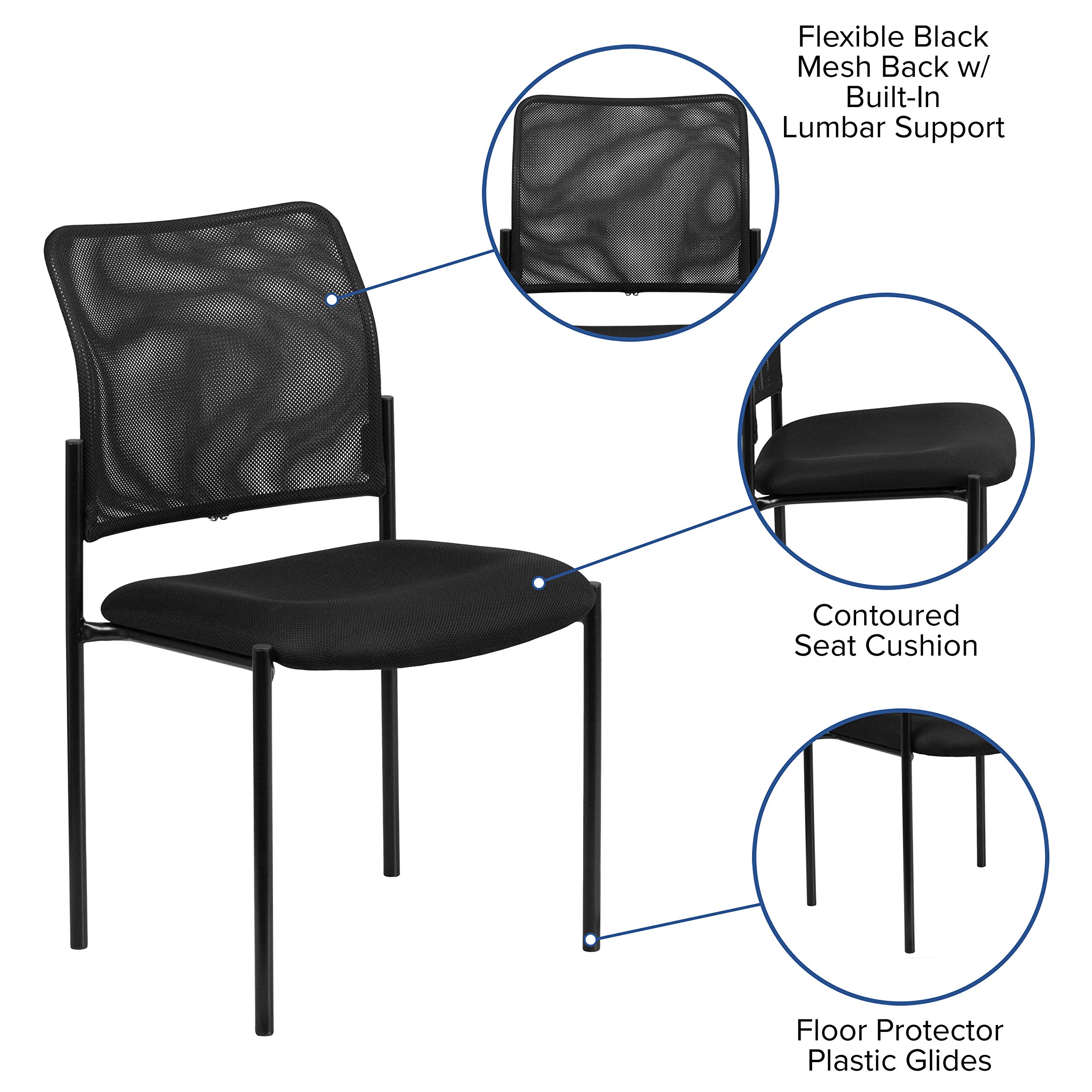 Flash Furniture Jana Comfort Black Mesh Stackable Steel Side Chair - Ergonomic Office Chair for Home & Office Use - Perfect for Conference Rooms, Dining Areas & Workspaces