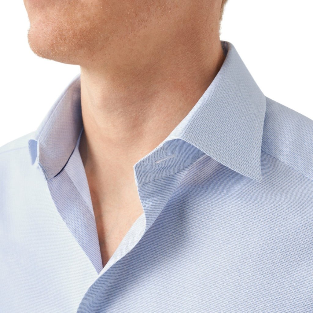 ETON Men's Semi-Solid Dobby Dress Shirt - Single Cuff, Contemporary Fit, Light Blue | Formal & Business Attire for Office & Special Occasions