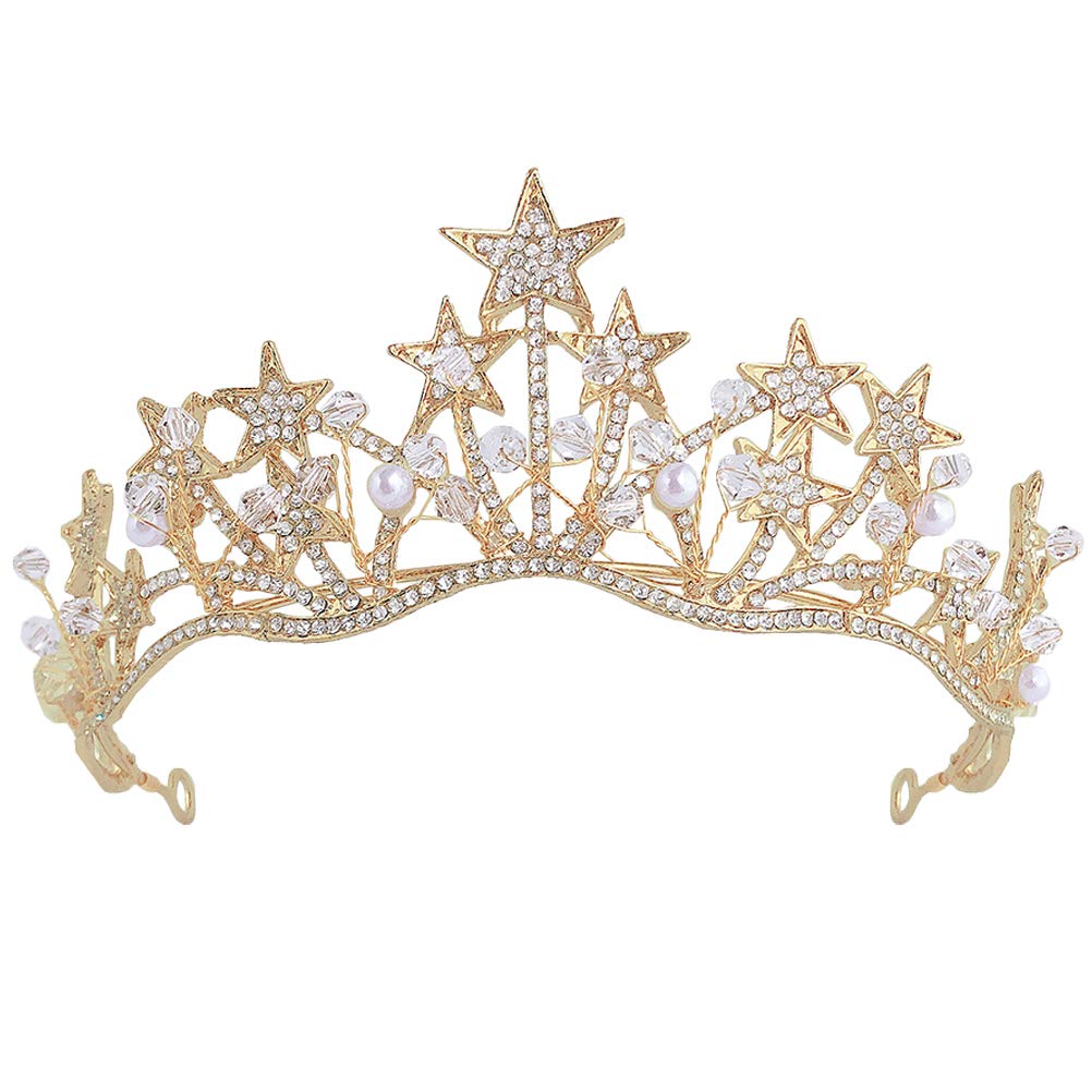 1pc Sparkling Rhinestone Star Headband Crown - Elegant Prom Tiara Hair Accessories for Women, Princess Party Headdress with Pearls (Perfect for Birthday, Christmas, Banquet & Special Occasions)