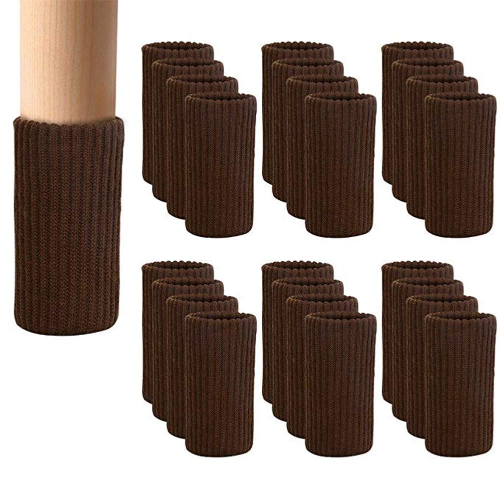 BLENDNEW 24-Pack Knitted Elastic Chair Leg Socks - Furniture Floor Protectors to Prevent Scratches & Reduce Noise - Coffee Table & Moving Furniture Covers for Home, Office & Hardwood Floors
