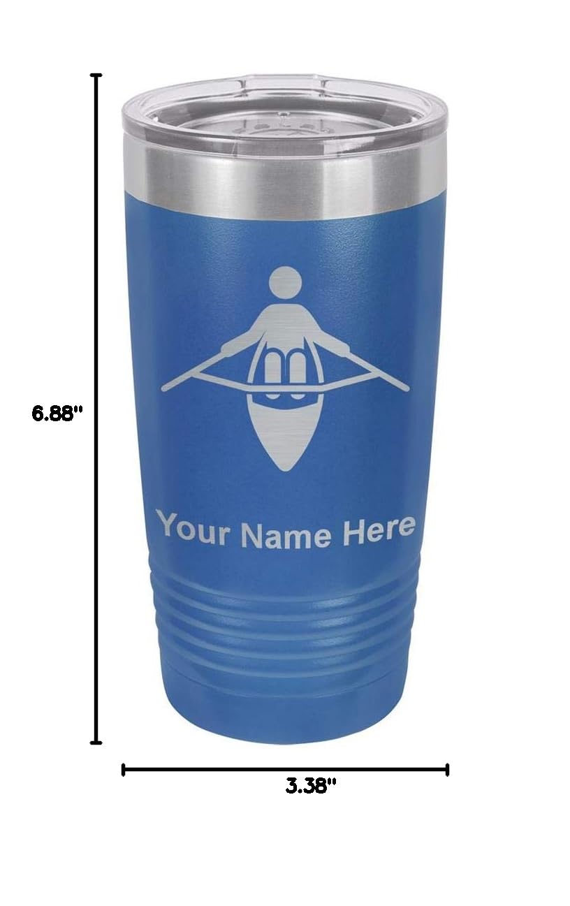 LaserGram 20oz Vacuum Insulated Stainless Steel Tumbler Mug with Leak-Proof Lid - Personalized Engraving Included (Dark Blue) - Perfect for Rowing, Gym, Office & Outdoor Activities