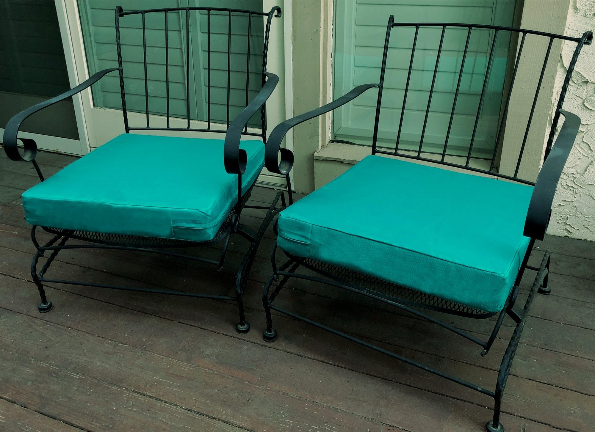 2 Pack 20x18x4 Inch Waterproof Outdoor Memory Foam Seat Cushions with Removable Cover - Peacock Blue - Perfect for Patio Furniture, Garden Sofa, Loveseat, and Deep Seat Chairs - Weather Resistant & Comfortable for Outdoor Relaxation