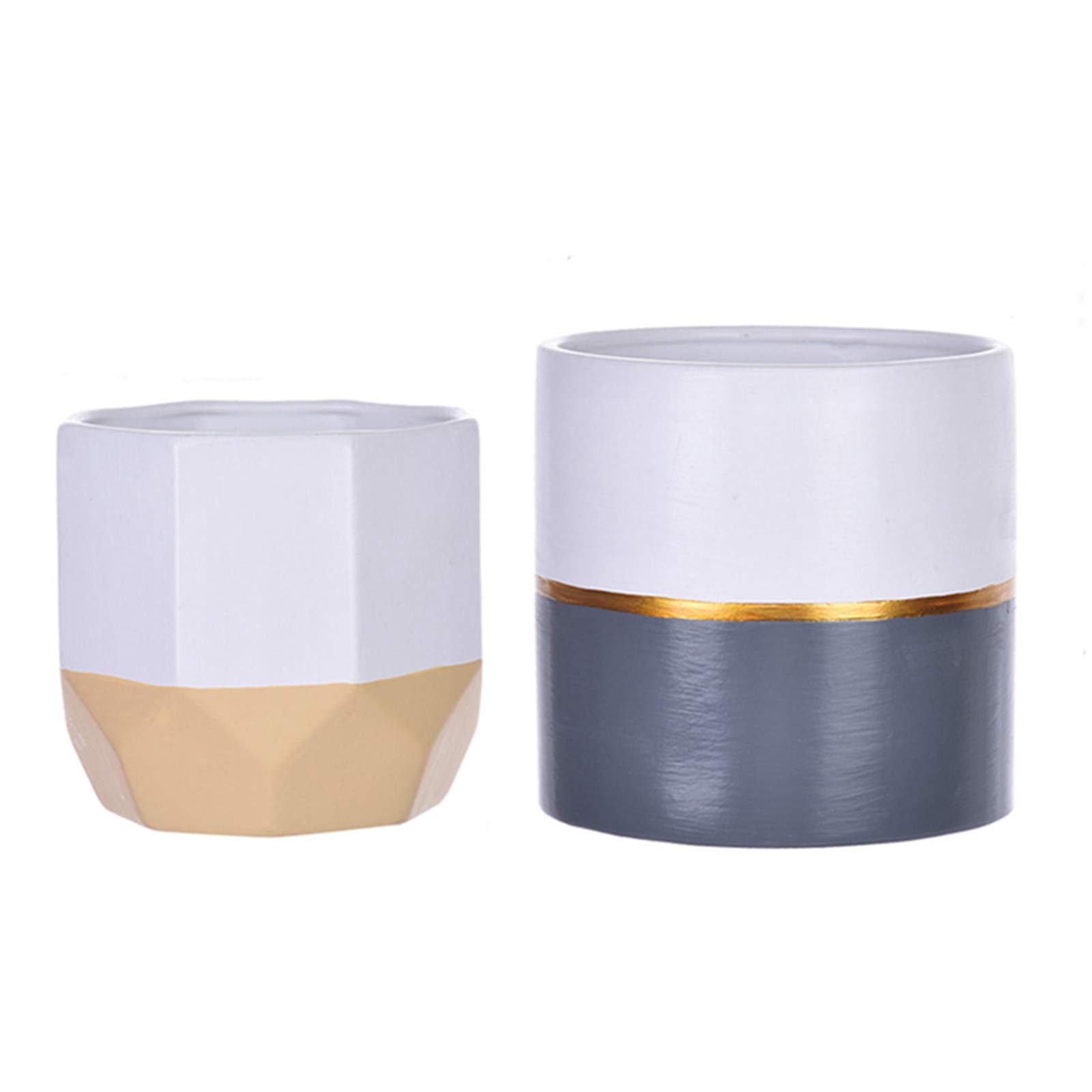 2-Pack White Ceramic Planters for Indoor Plants - Decorative Flower Pots with Drainage for Home, Garden, and Office Decor | Perfect for Succulents, Herbs, and Small Houseplants