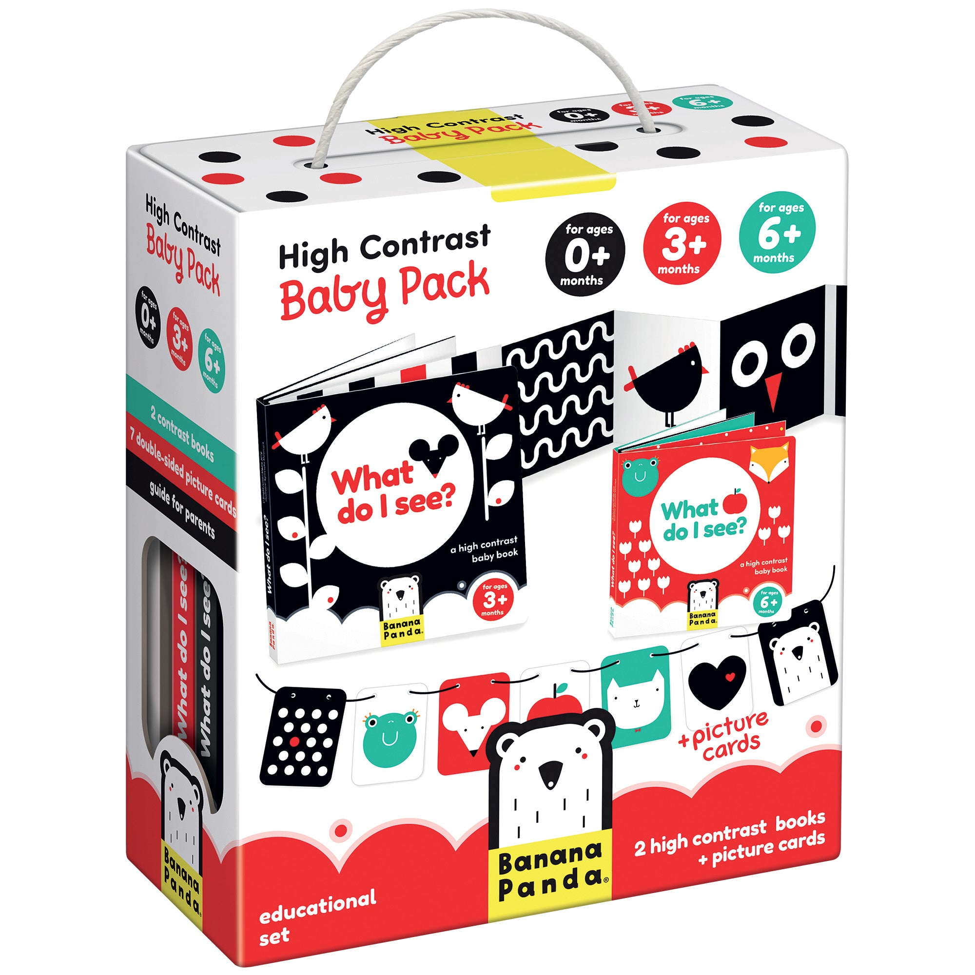 Banana Panda High Contrast Baby Toys for Newborns - Black and White Visual Stimulation Cards & Cognitive Development Set for 0-6 Months - Perfect for Tummy Time, Nursery Decor, and Early Learning Activities
