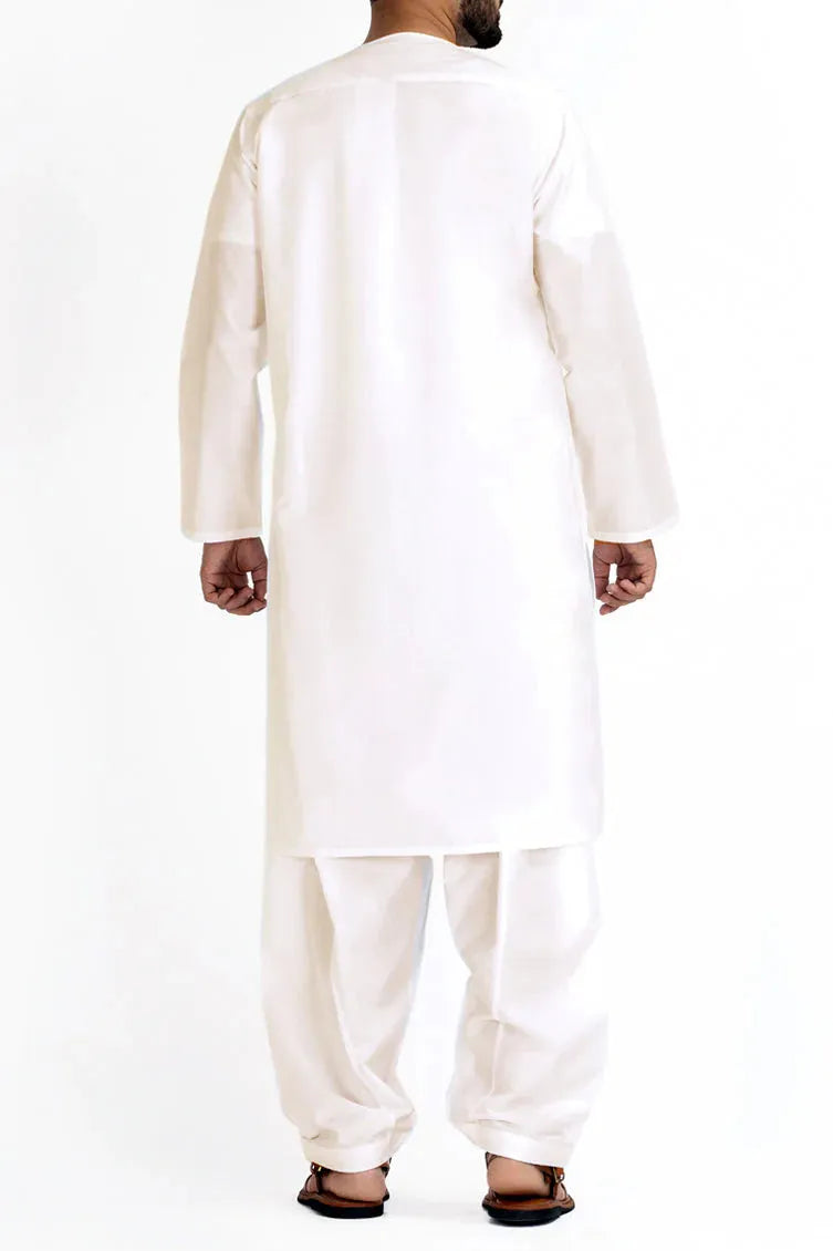 Premium Blended White Inner Suit by J. Junaid Jamshed - Comfortable Modest Wear for Prayer & Daily Use