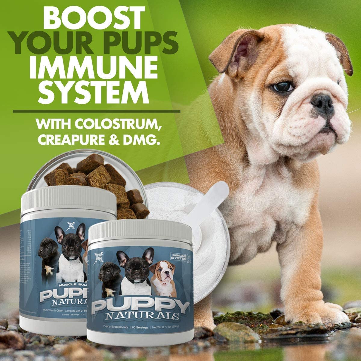 Puppy Naturals Muscle Building Immunity Milk Replacer + 10-in-1 Puppy Multivitamin Nutrient Chew | Vet Formulated Nutritional Support for Growing Puppies (180 Servings) | Ideal for Puppy Growth, Immune Support & Healthy Development