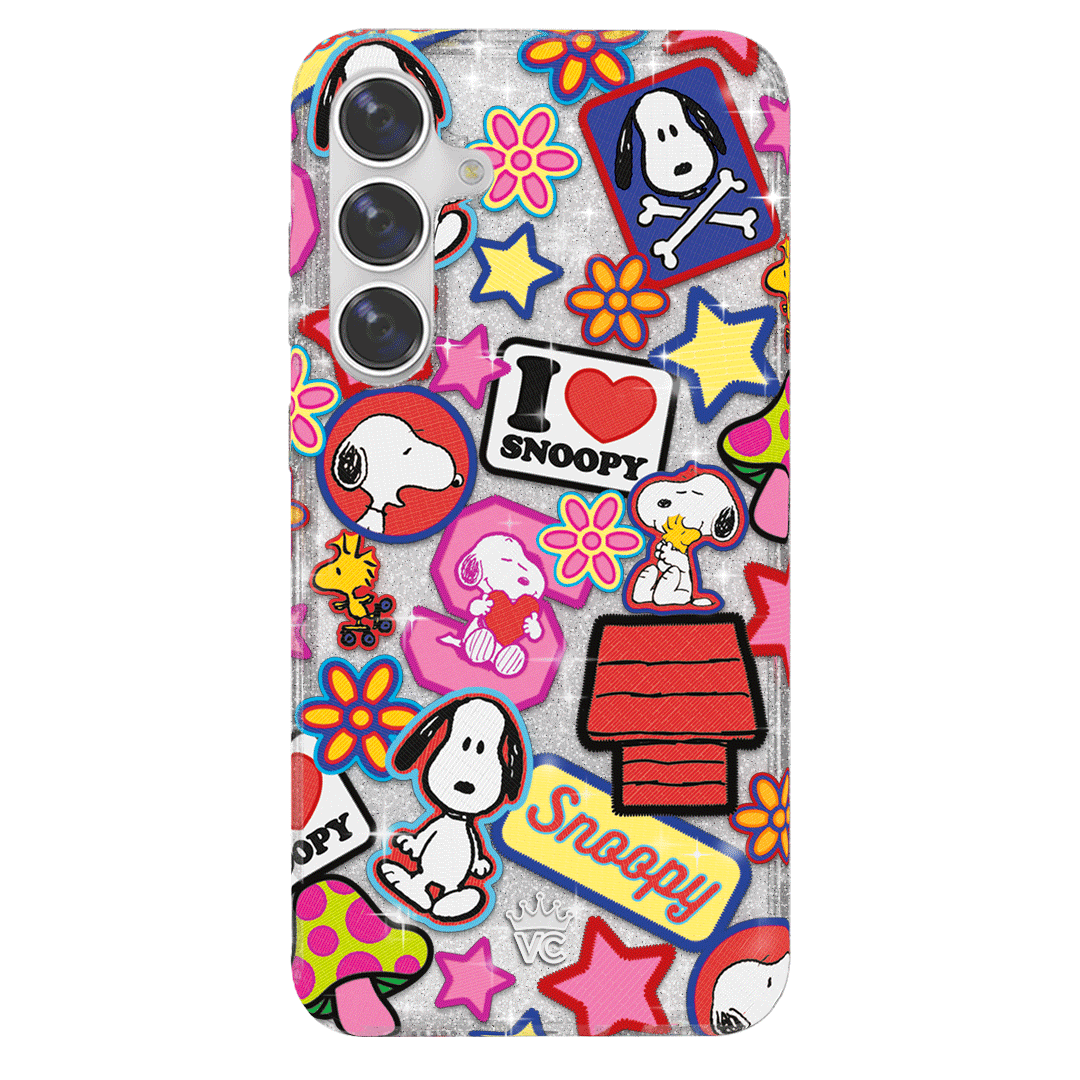 Snoopy Glitter Patchwork Phone Case for Samsung Galaxy - Cute Cartoon Protective Cover for Daily Use & Gift Giving