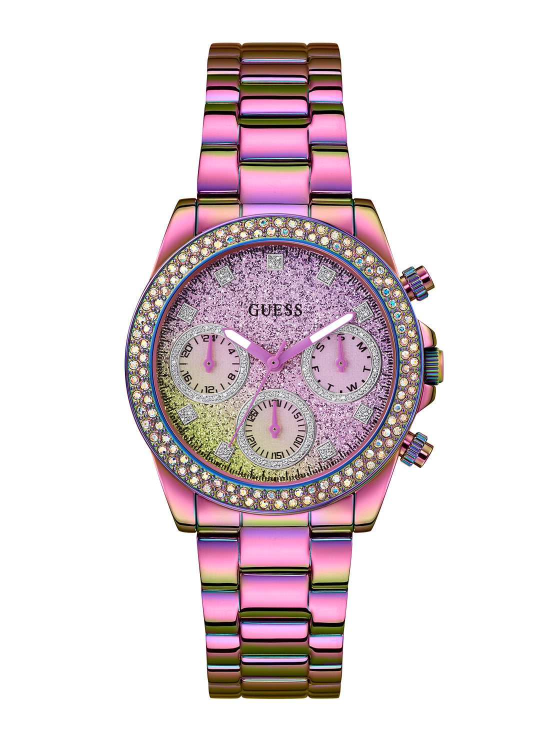 Iridescent Sol Glitz Watch - Waterproof Fashion Watch for Women, Trendy Glitter Dial & Adjustable Strap - Perfect for Parties, Beach, and Everyday Wear