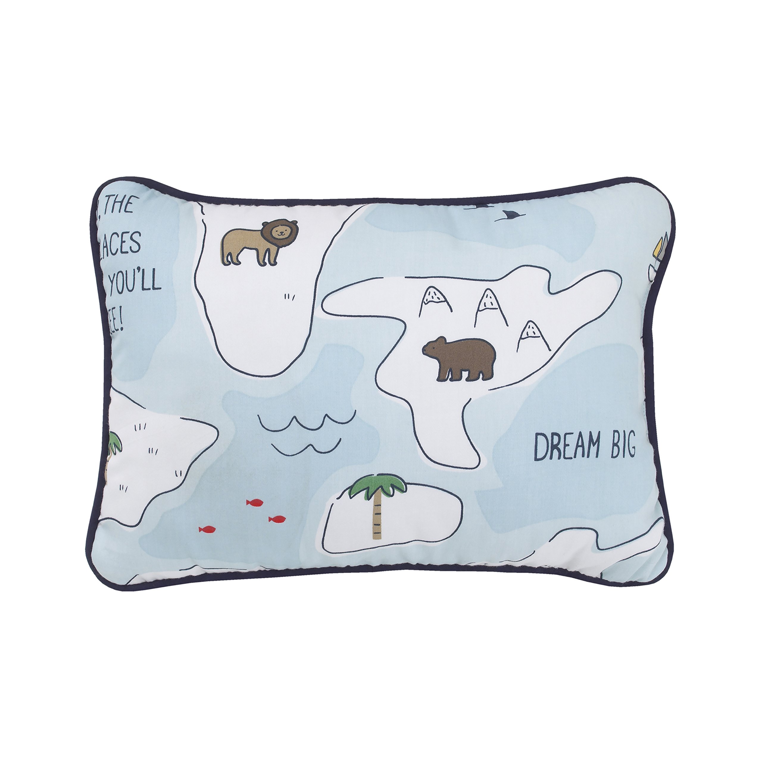 NOJO Dreamer Little Explorer World Map 8-Piece Crib Bedding Set - Navy Blue, Light Blue & White - Soft Baby Nursery Bedding for Boys & Girls - Perfect for Adventure-Themed Nurseries & Travel-Inspired Decor