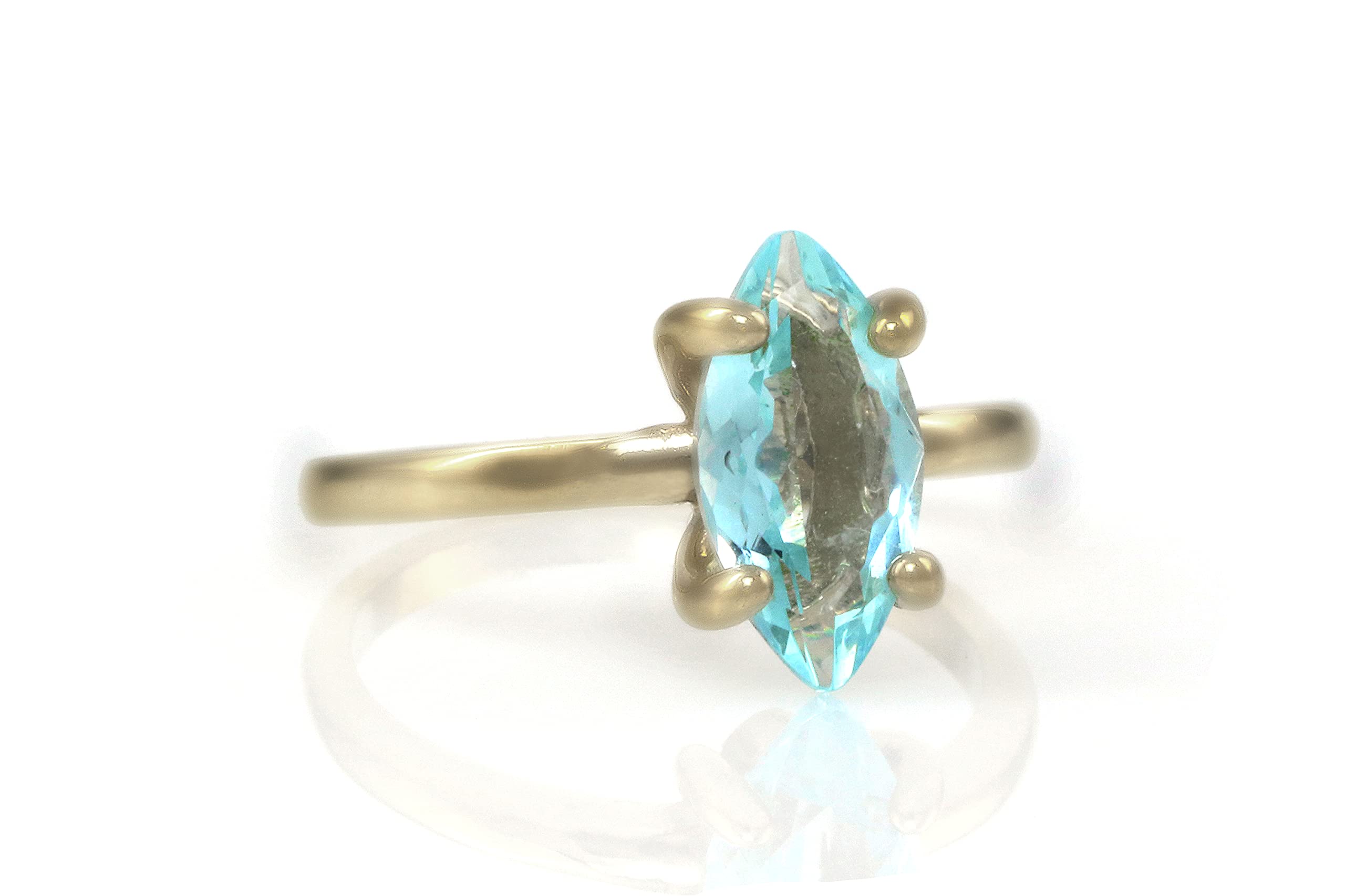 Exquisite 14k Gold Marquise Topaz Rings for Women - Elegant Birthstone Jewelry Gift with Velvet Jewelry Box | Perfect for Anniversaries, Birthdays & Special Occasions