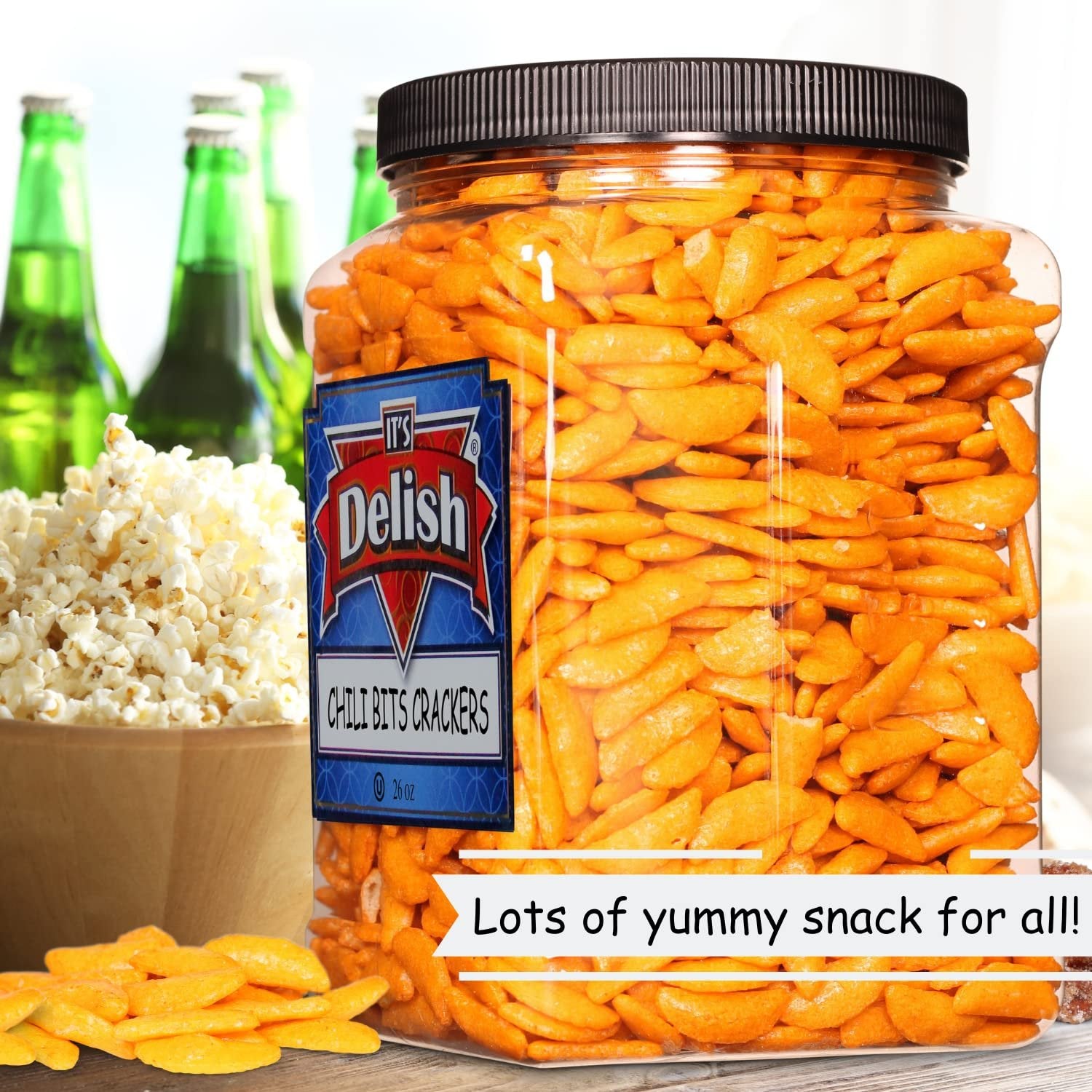 Oriental Chili Bits Rice Crackers - 26oz Jumbo Size Crunchy Asian Snack for Parties, Movie Nights & On-the-Go Munching