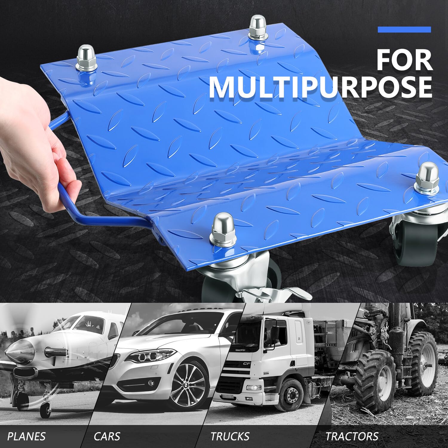 DNA MOTORING 4-Pack Heavy Duty Wheel Dolly Set - 6000 lbs Capacity Car Tire Dollies for Vehicle Moving & Repair - Blue (TOOLS-00299) - Perfect for Garage, Auto Shop & DIY Car Maintenance