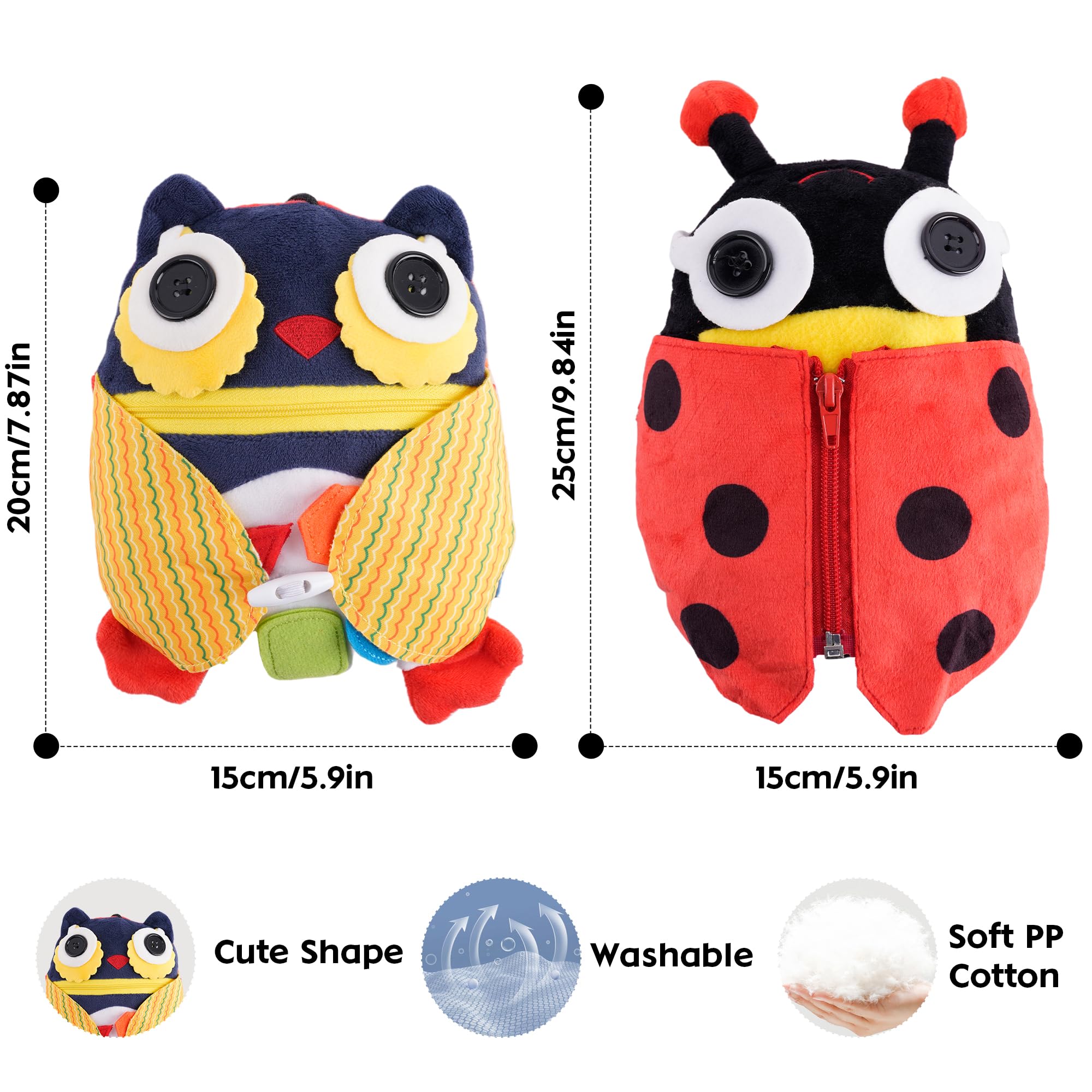 2PCS Montessori Sensory Buckle Pillow Toys for Toddlers 1-3 Years - Fine Motor Skills Development, Fidget Toys for Autistic Kids, Travel & Airplane Activities - Perfect for Learning, Calming & Long Trips