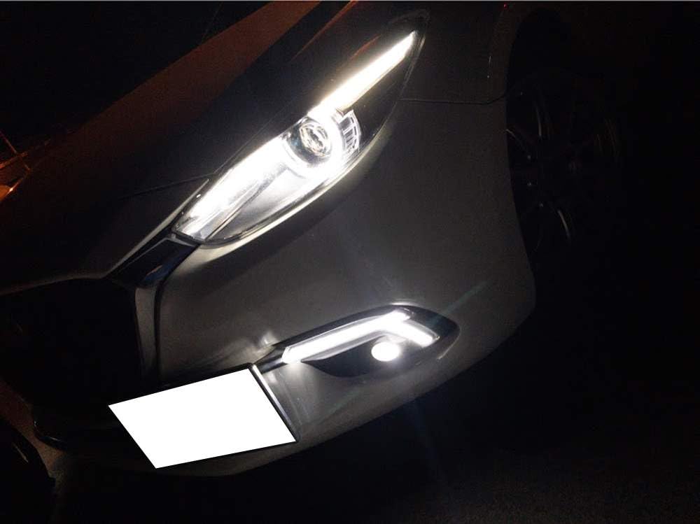 iJDMTOY OE-Style Switchback LED Daytime Running Light Kit - White DRL & Amber Turn Signal - Compatible with 2017-2018 Mazda 3 - Easy Installation & Enhanced Visibility for Day & Night Driving