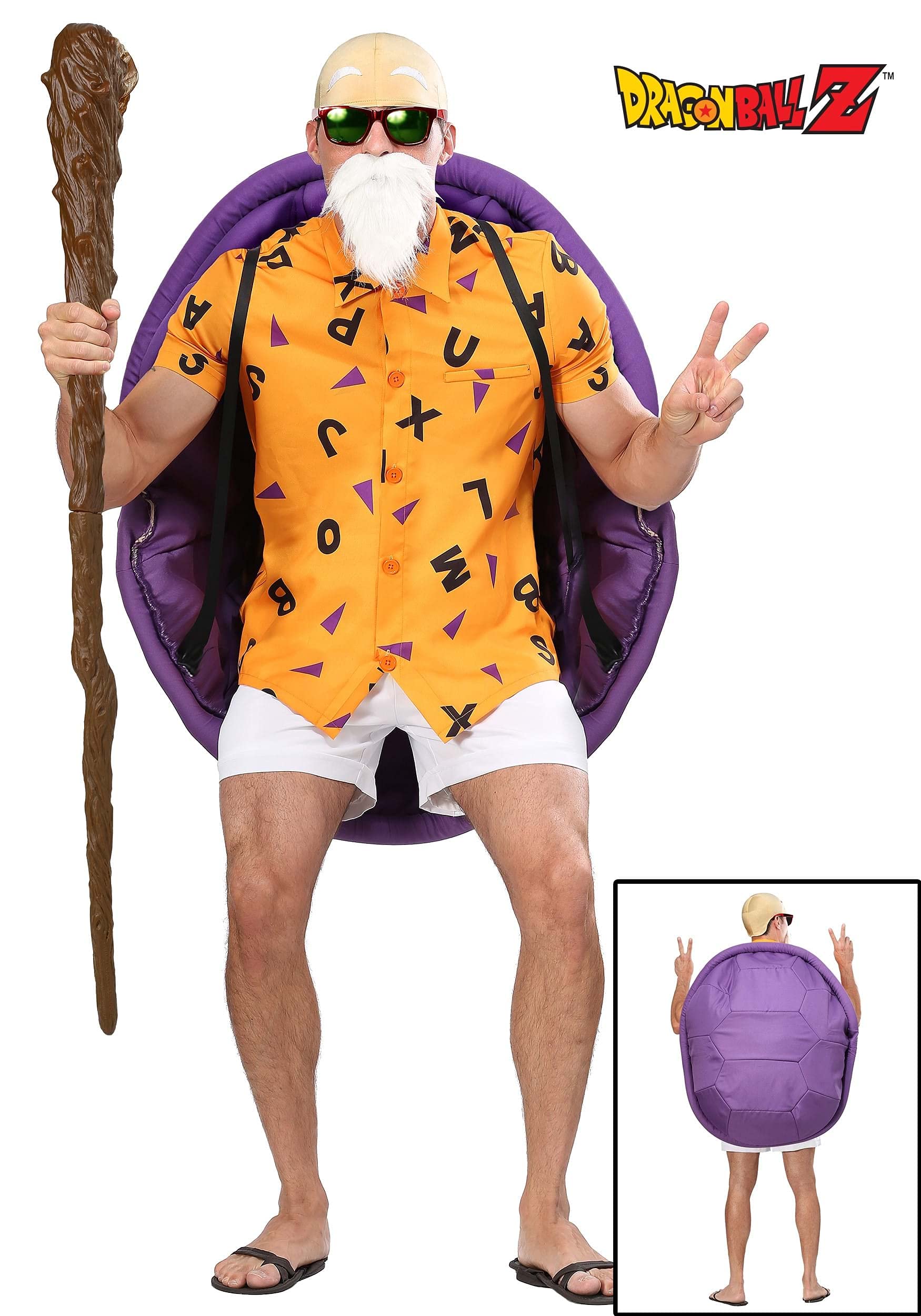 Dragon Ball Z Master Roshi Costume for Men - Premium Anime Cosplay Outfit with Glasses & Turtle Shell - Perfect for Halloween, Comic Con & Cosplay Events
