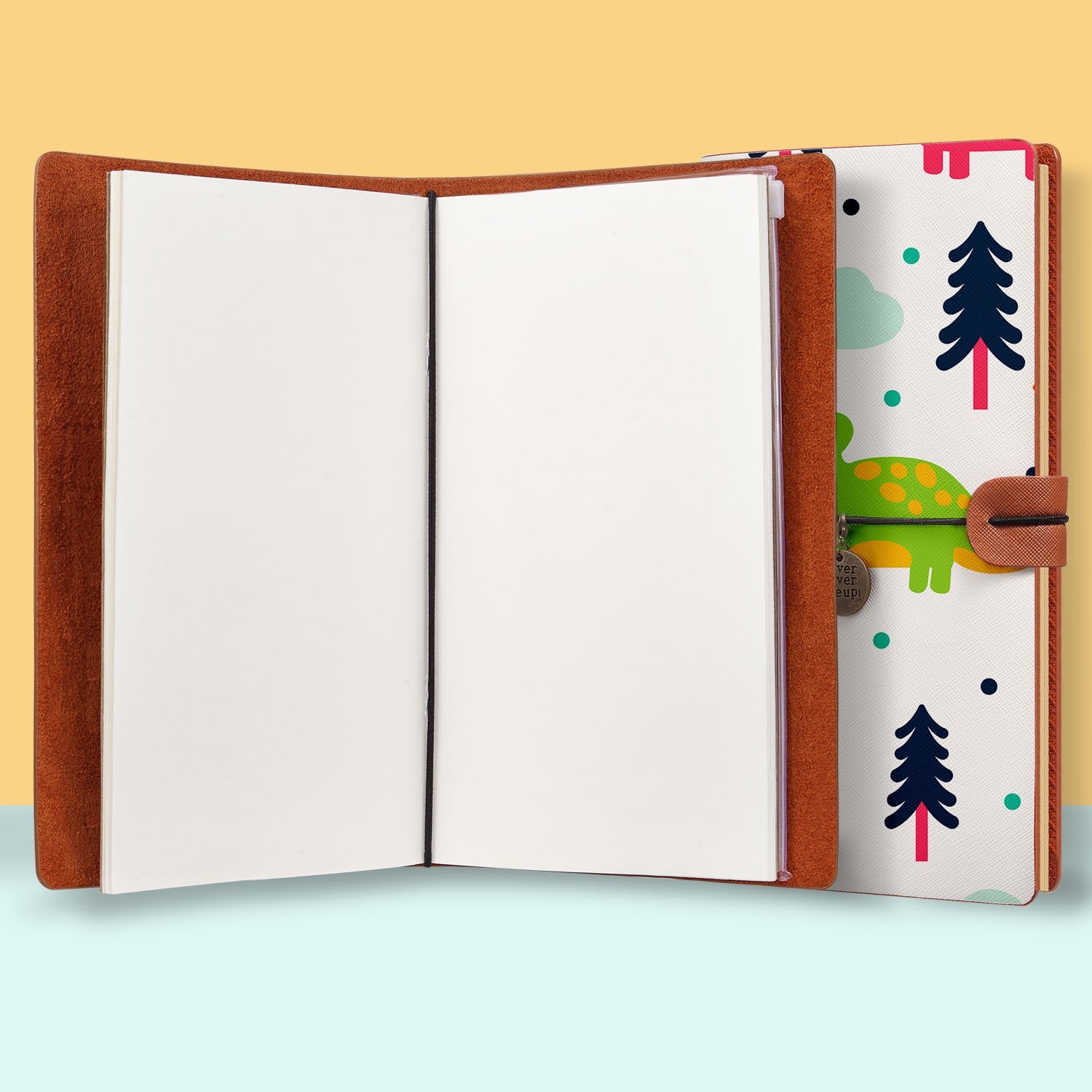 Premium Traveler's Notebook with Dinosaur Design - Leather Journal for Writing, Sketching & Note Taking - Perfect Gift for Travelers, Students & Journal Enthusiasts - Use for Adventure Planning, Daily Journaling & Creative Projects