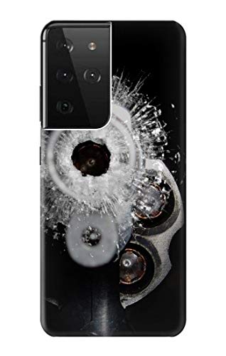 R2387 Gun Bullet Hole Design Tempered Glass Screen Protector for Samsung Galaxy S21 Ultra 5G - Shatterproof Case Cover for Impact Protection (Perfect for Outdoor Adventures, Shooting Range & Tactical Enthusiasts)