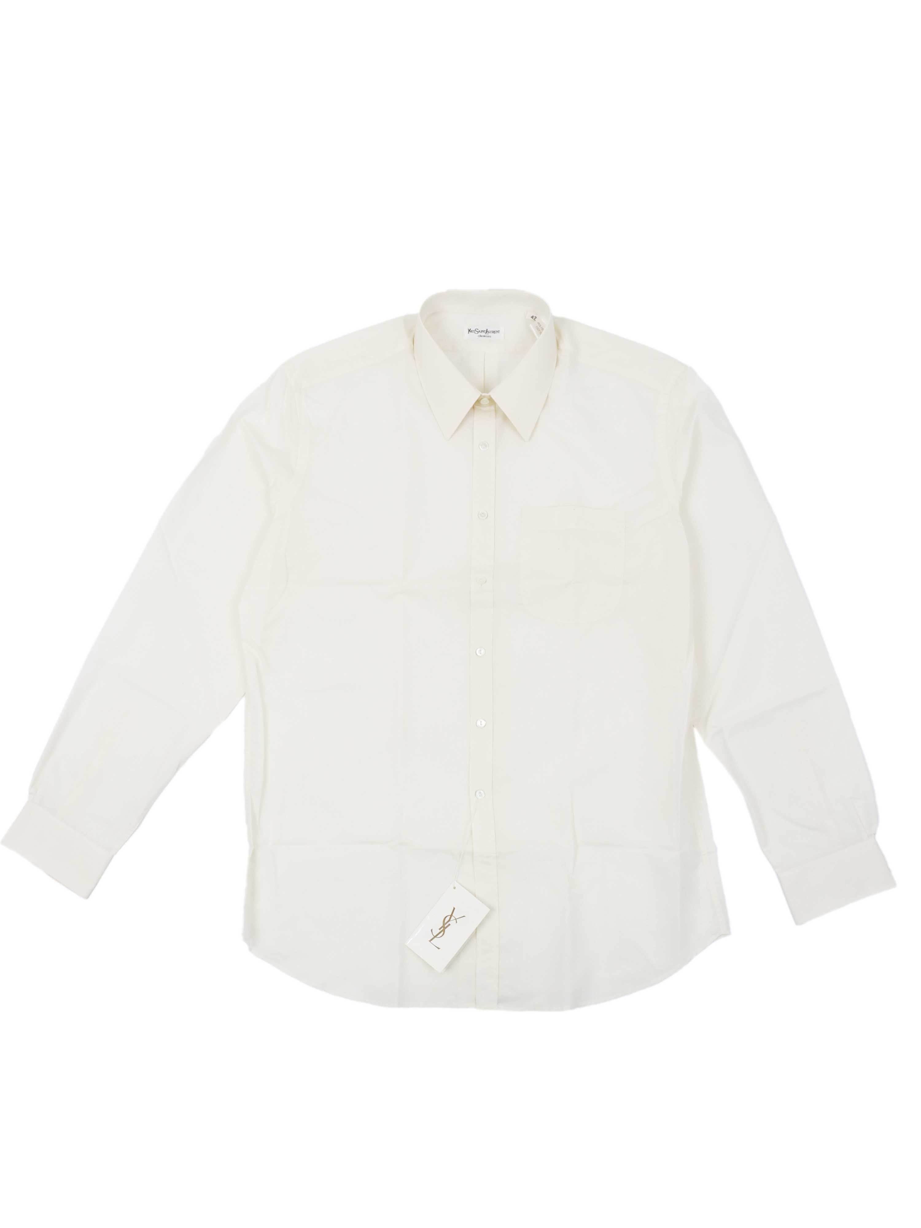 Yves Saint Laurent Men's Dress Shirt Size 42 - Slim Fit Luxury Cotton Button Down Shirt for Business, Office & Formal Occasions