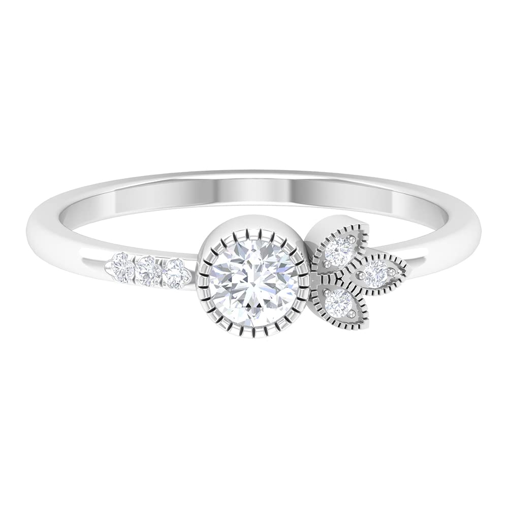 1/4 CT Certified Diamond Ring for Women - 14K Solid Gold Minimalist Milgrain Band, April Birthstone Jewelry | Perfect for Engagement, Anniversary & Everyday Elegance