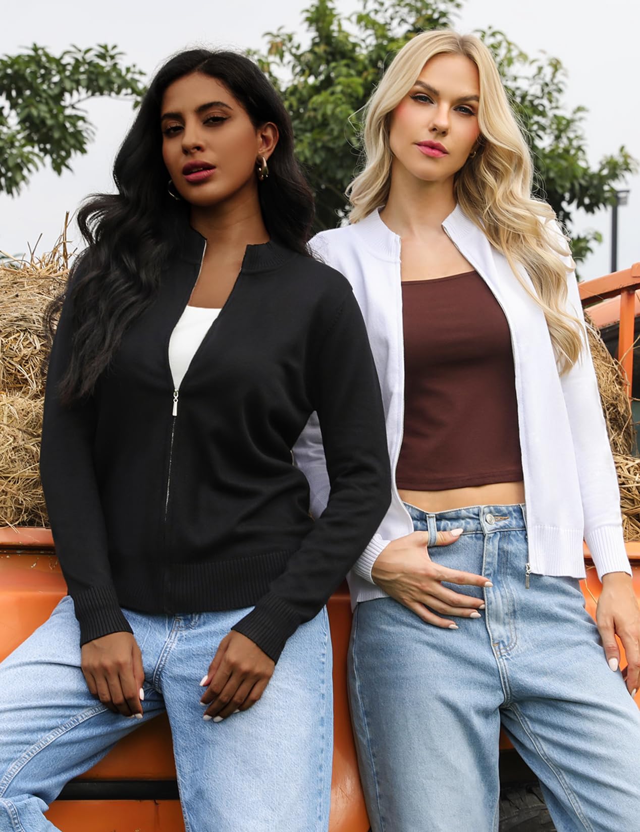 Women's Lightweight Knit Zip-Up Cardigan Sweater - Long Sleeve Casual Zipper Jacket for Fall & Winter | Perfect for Office, Travel and Everyday Wear
